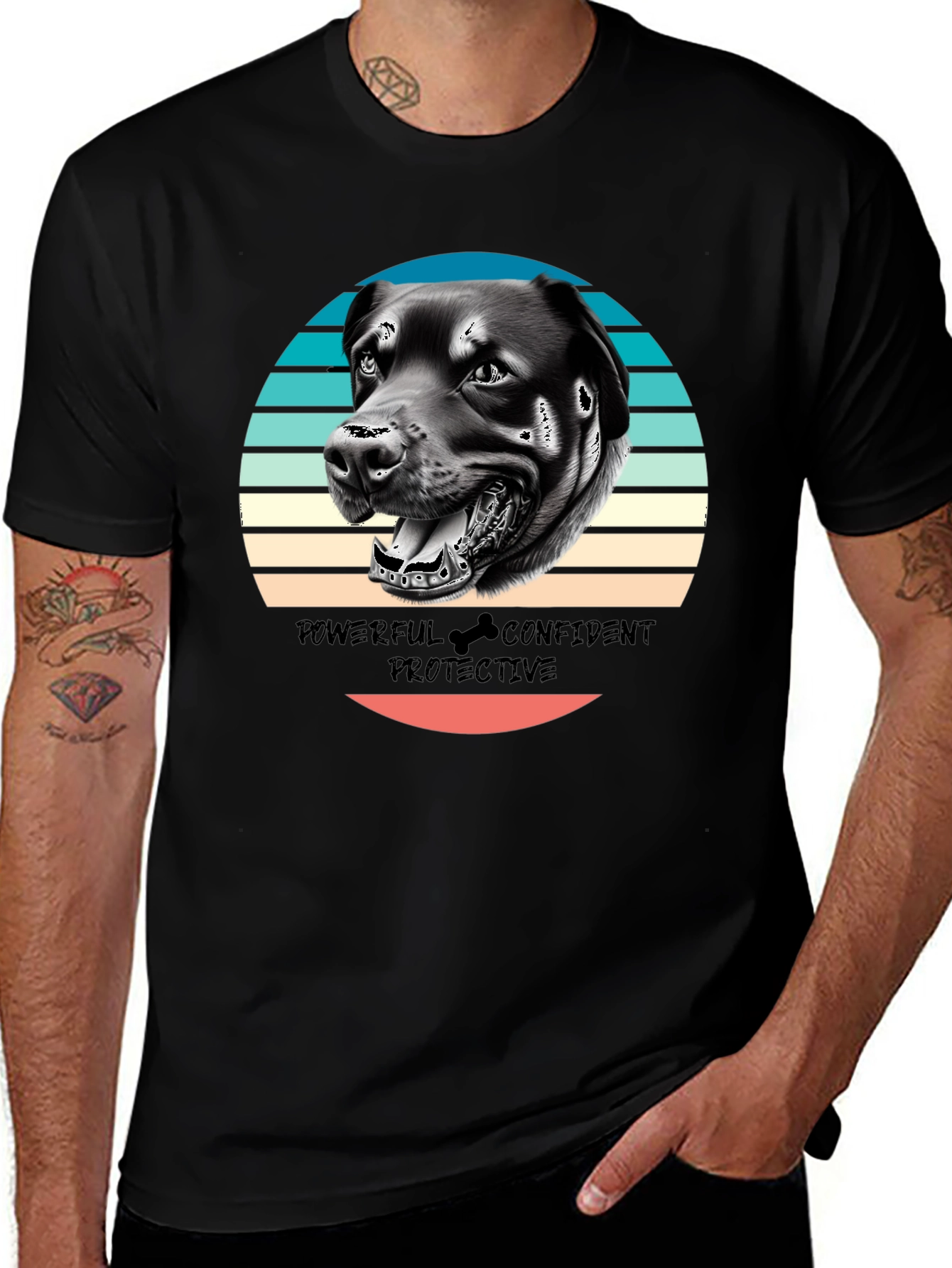 Variant 7 of Dog Graphic Tee - Powerful Confident Protective Rottweiler T-Shirt