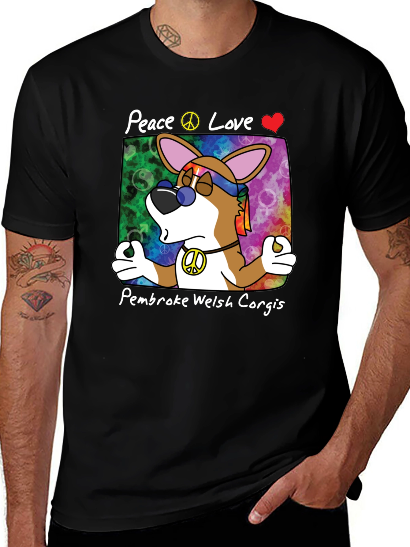 Peace Love Pembroke Welsh Corgis T-Shirt