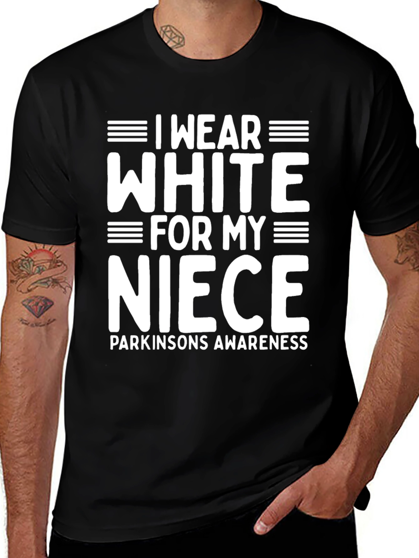 Parkinsons Awareness T-Shirt - I Wear White For My Niece