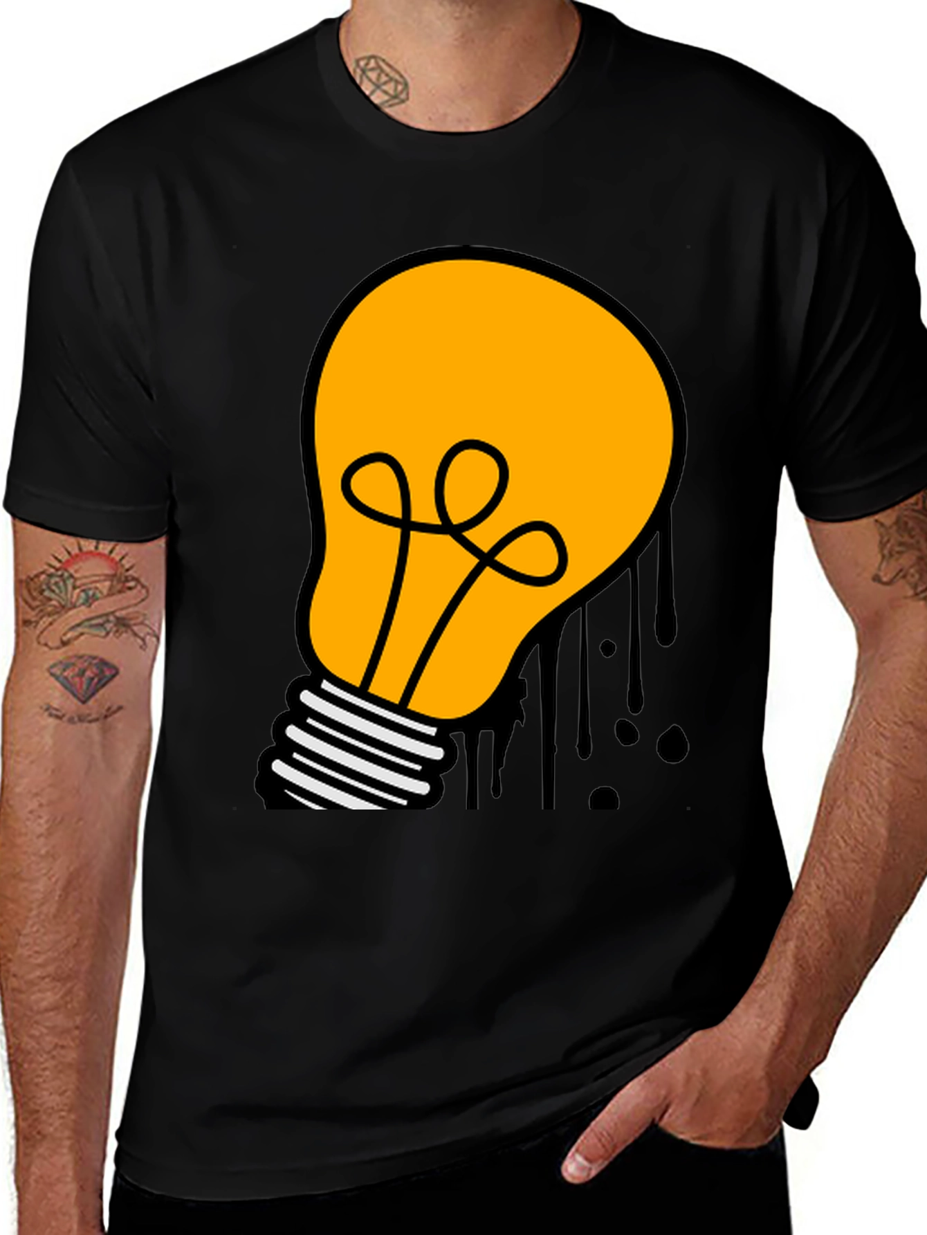 Variant 19 of Cartoon Light Bulb Black T-Shirt