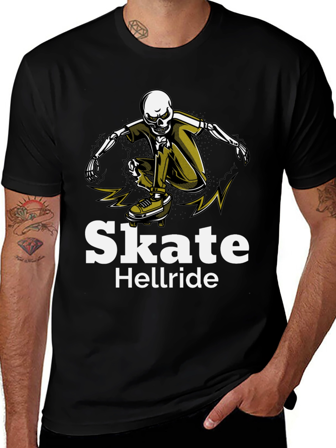 Skate Hellride Graphic Tee - Skeleton Skateboarder T-Shirt