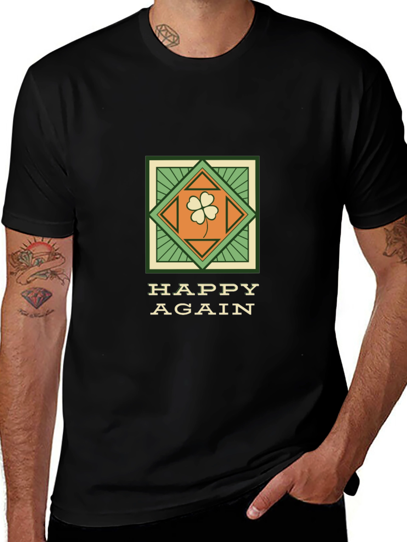 Variant 9 of Happy Again Clover Graphic Tee - Casual St. Patrick's Day Style