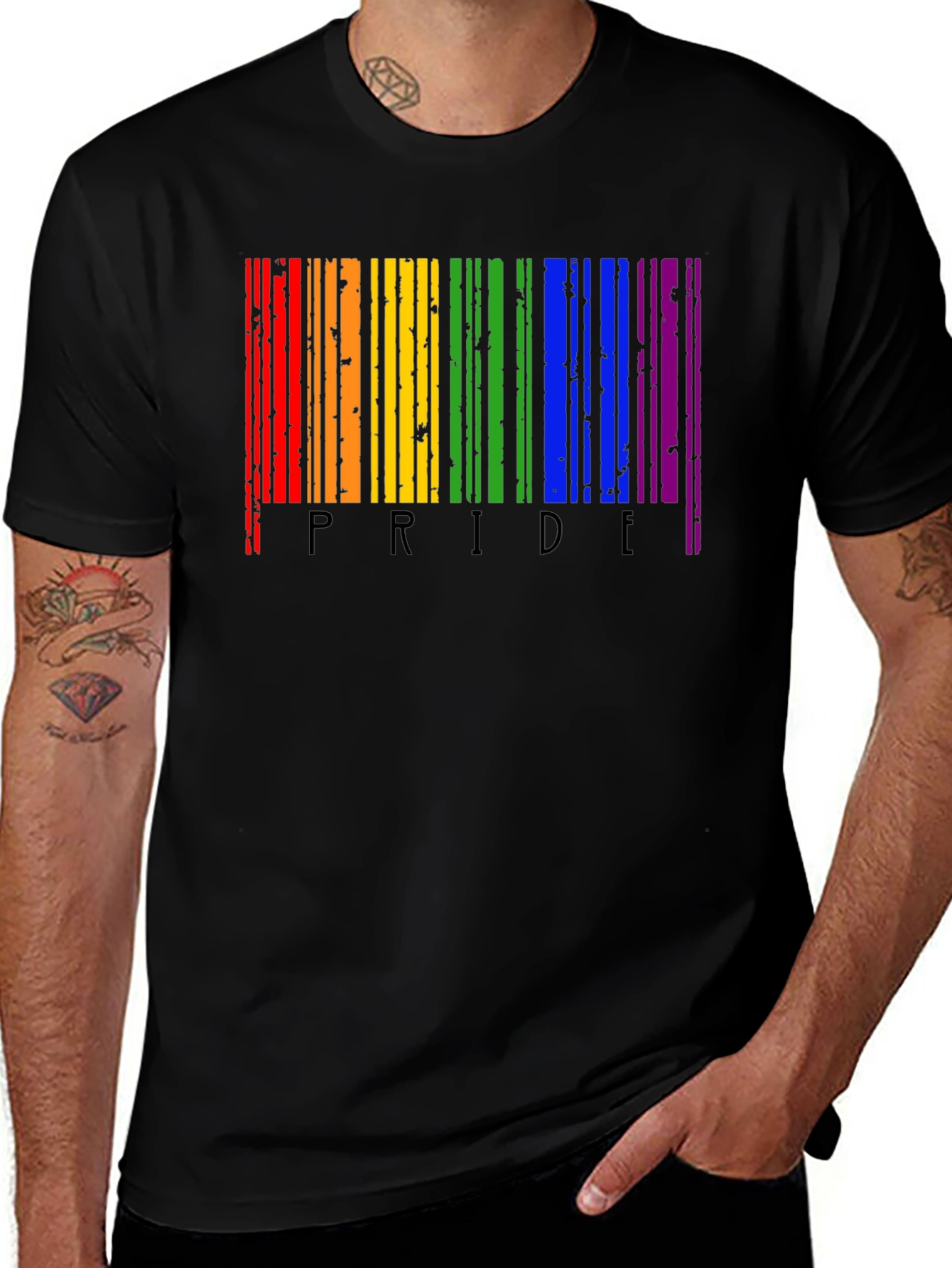 Variant 7 of Pride Barcode T-Shirt - Rainbow Colors