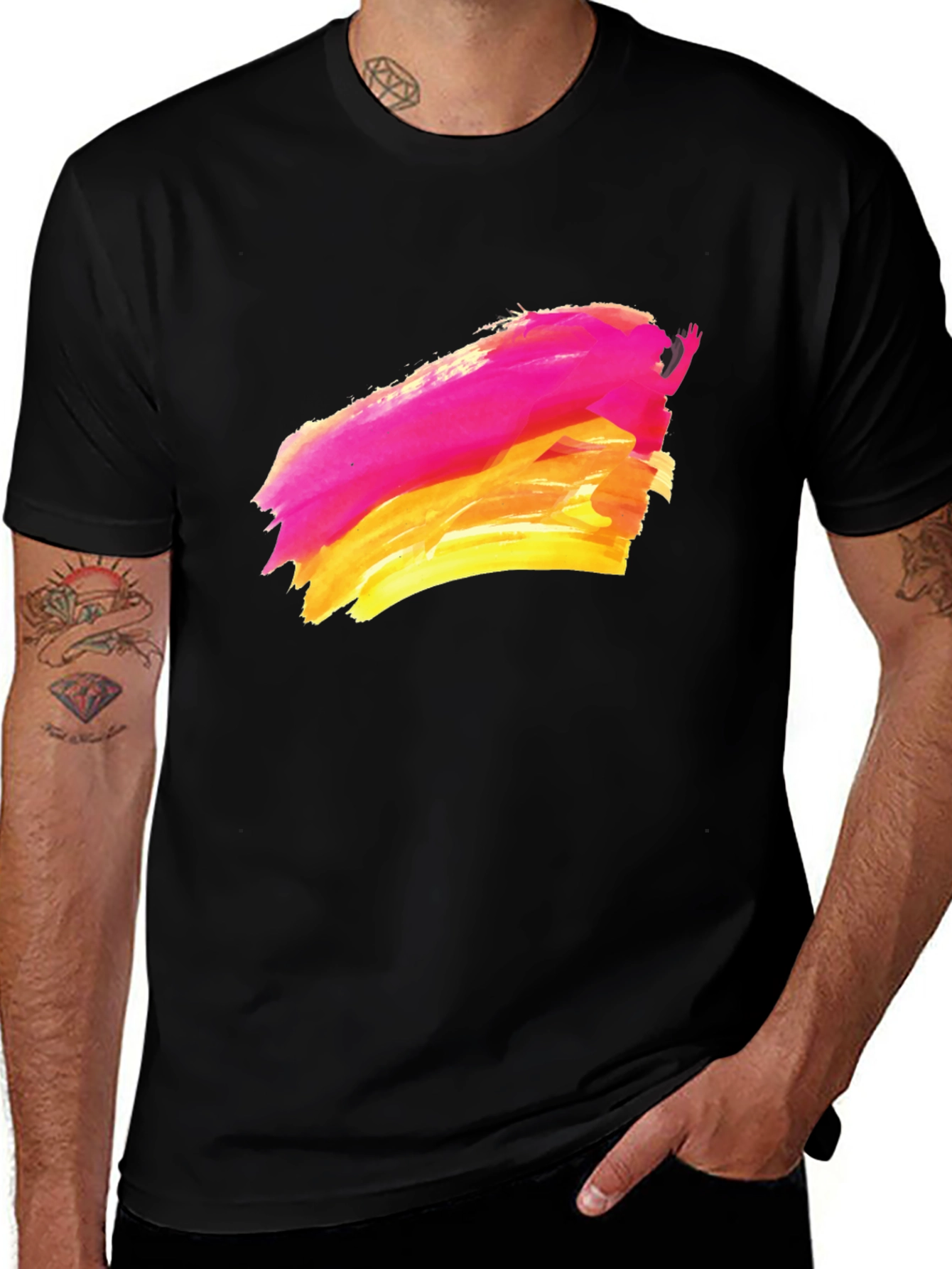 Variant 16 of Abstract Paint Stroke Graphic Black T-Shirt