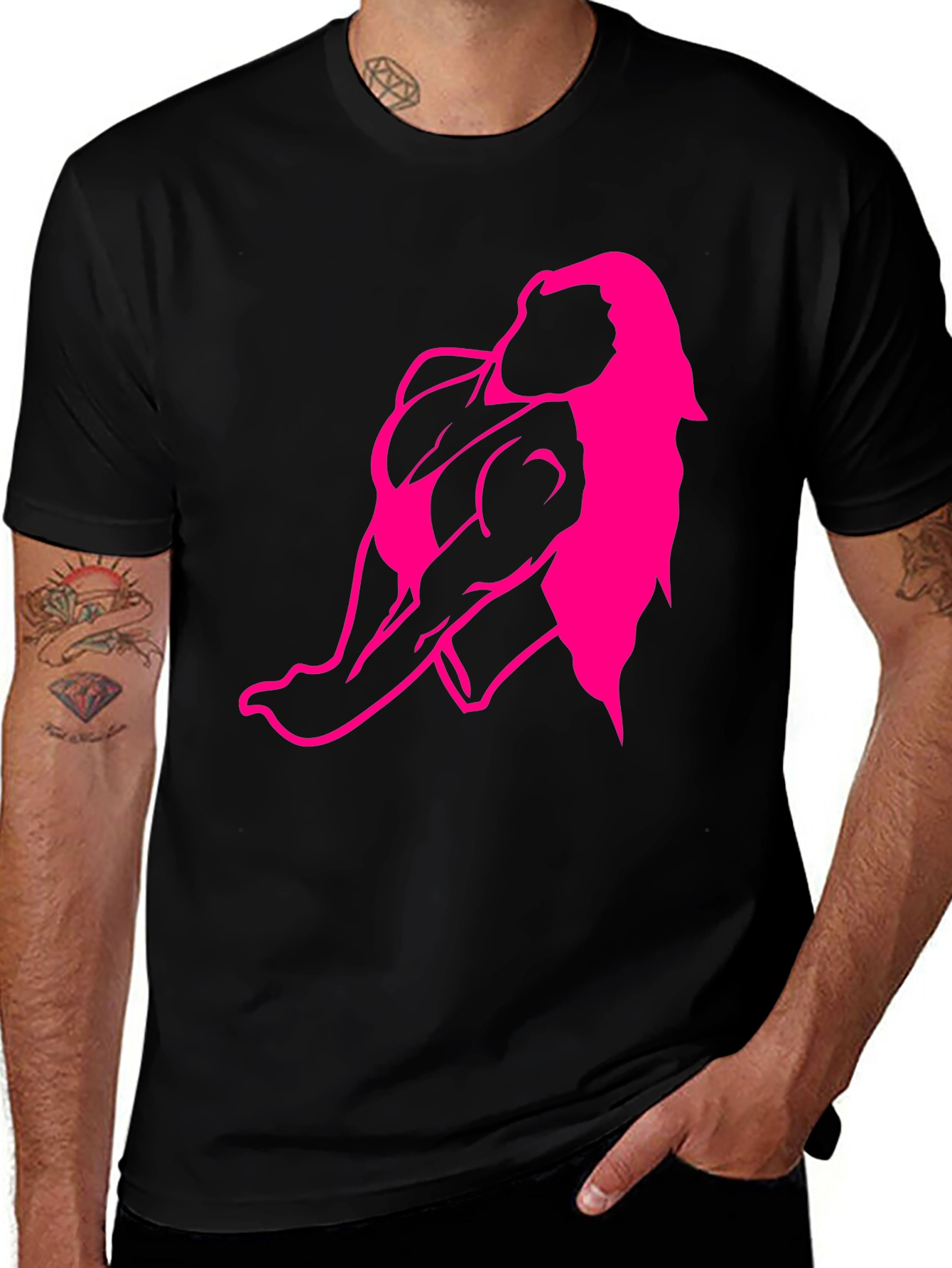 Variant 11 of Pink Silhouette Graphic Tee - Black