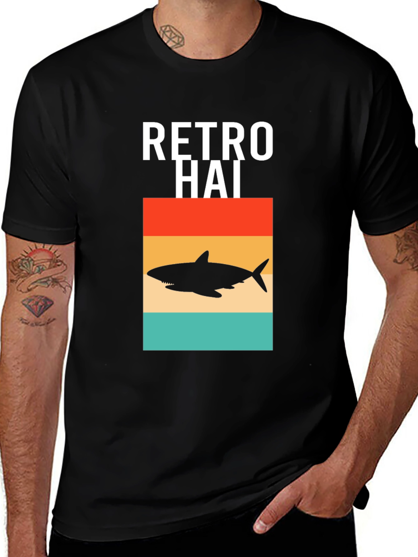 Variant 15 of Retro Hai Shark Graphic Tee - Black