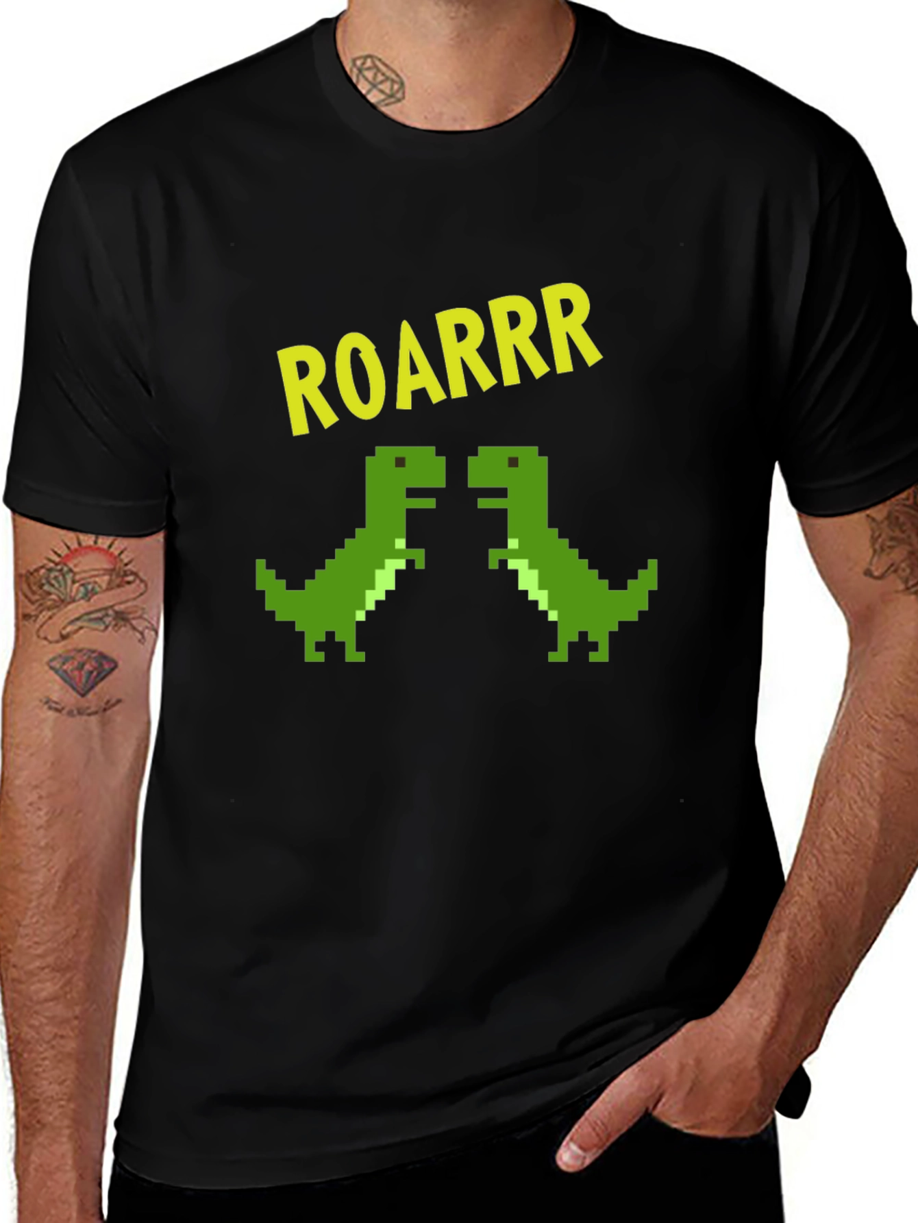 Variant 27 of ROARRR Pixel Dinosaur Graphic Tee - Black