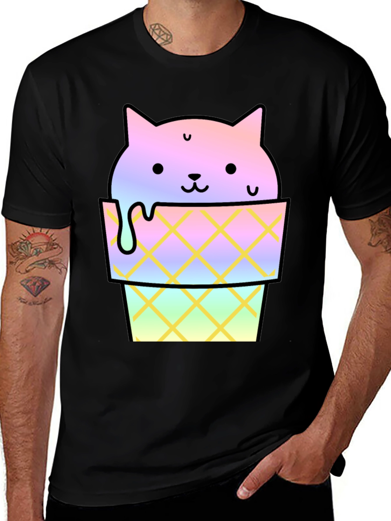 Variant 24 of Cute Cat Ice Cream Graphic Tee