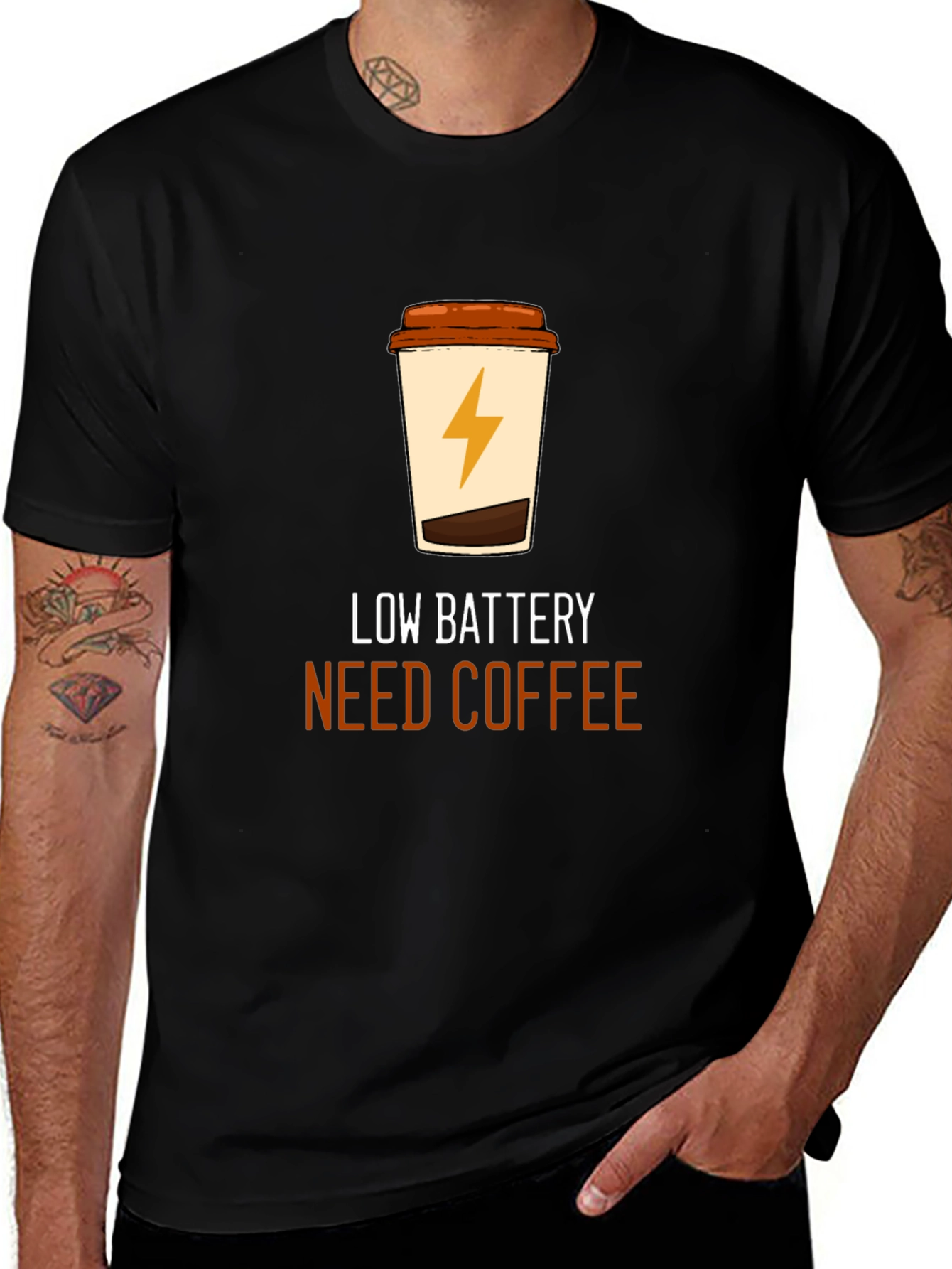Black Low Battery Coffee T-Shirt - Black Graphic Tee main image