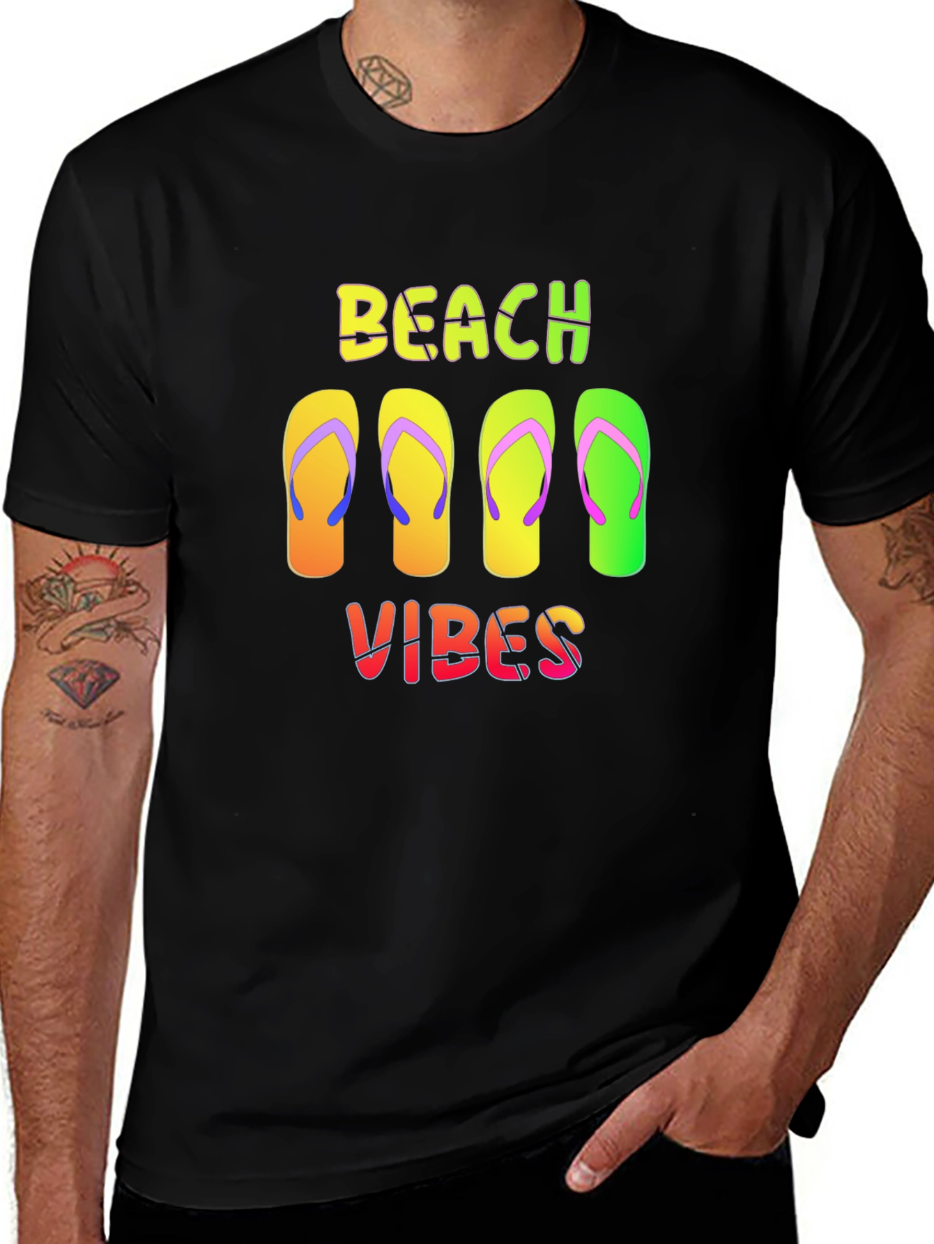 Variant 13 of Beach Vibes Flip Flop Graphic Tee - Summer Ready