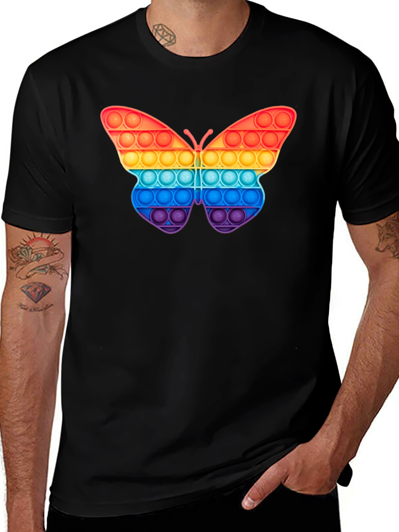 Variant 22 of Rainbow Butterfly Bubble Pop T-Shirt