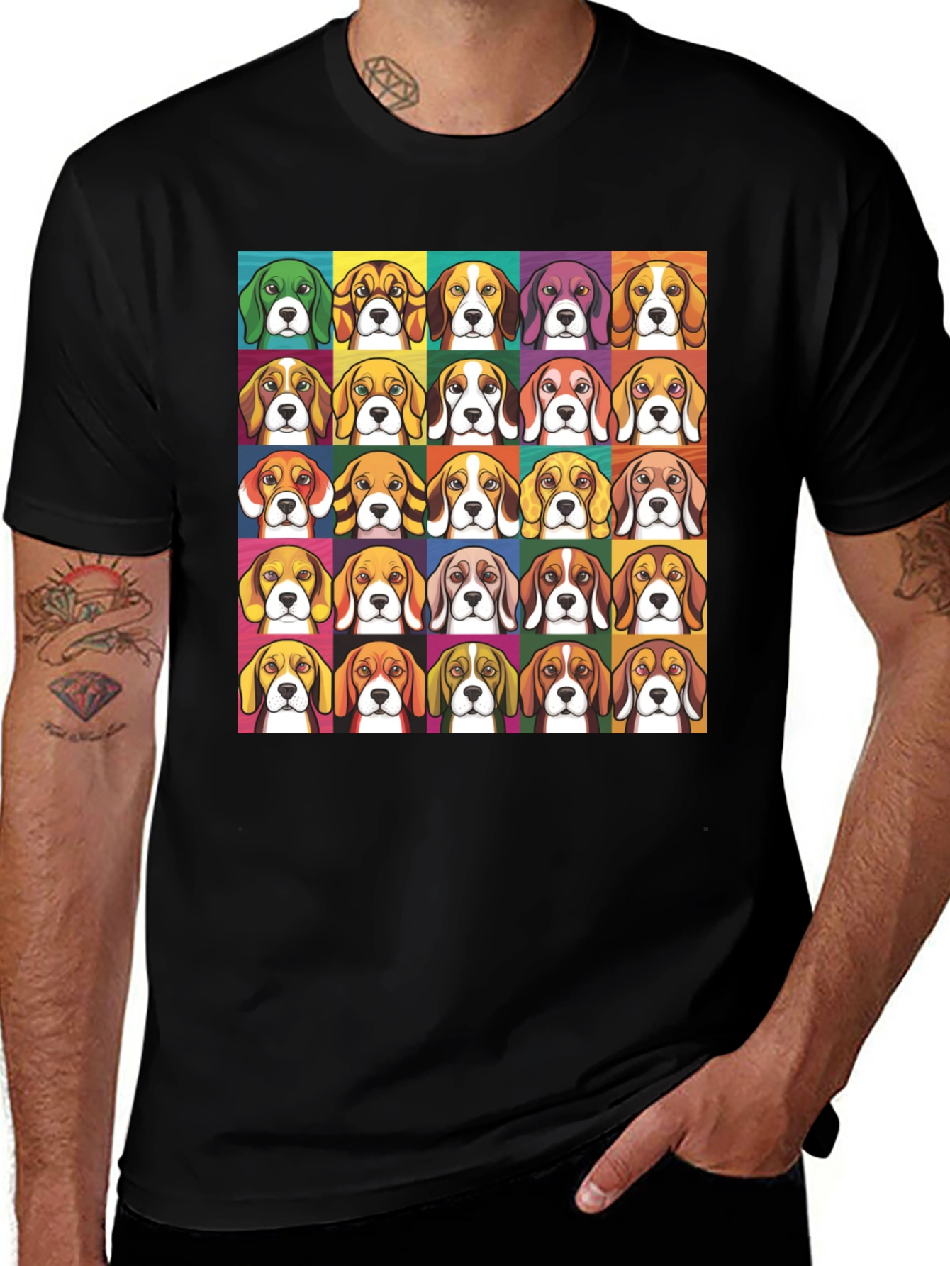 Variant 19 of Colorful Beagle Dog Breed Graphic Print T-Shirt