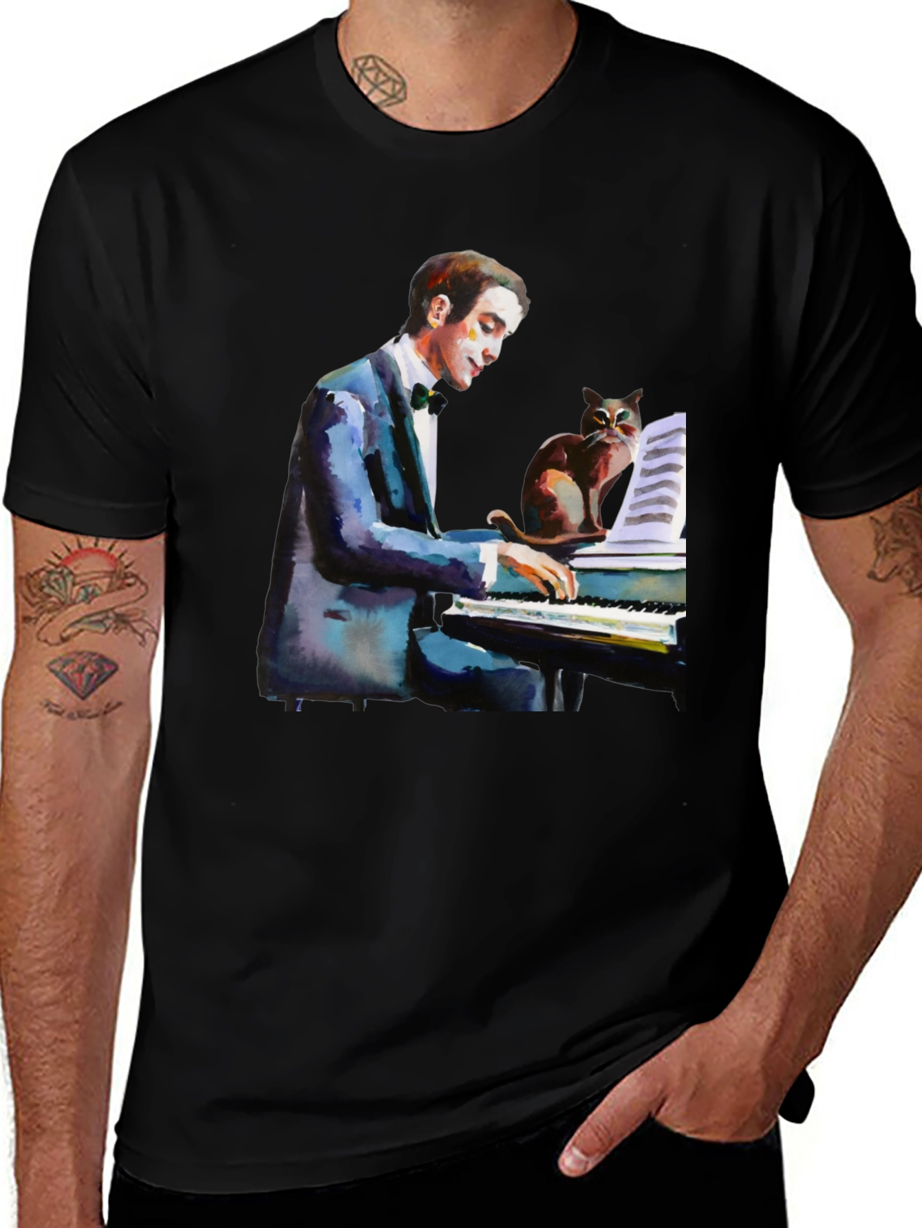 Variant 25 of Piano Cat T-Shirt - Musician's Tee