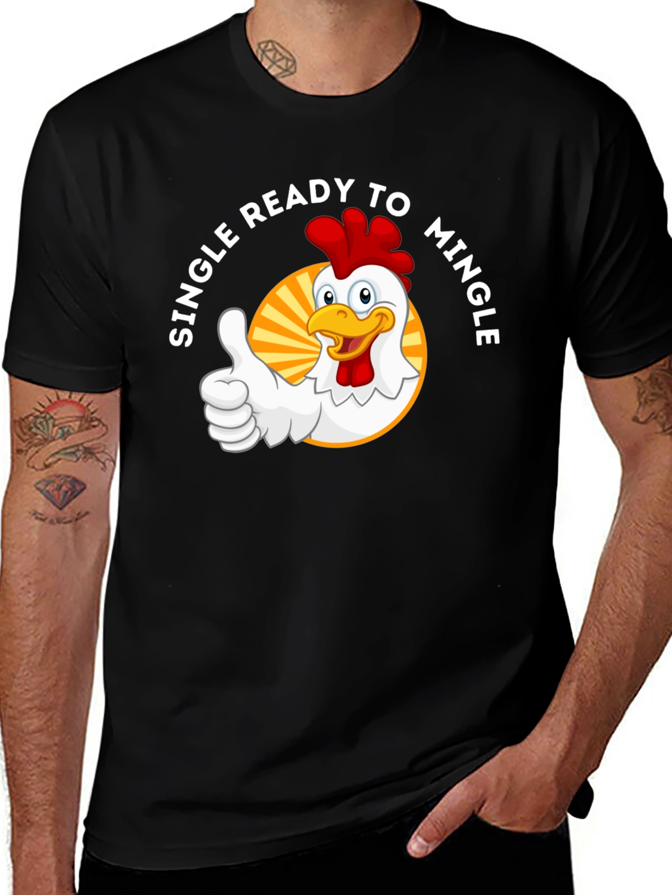 Variant 14 of Single Ready to Mingle Chicken Graphic T-Shirt