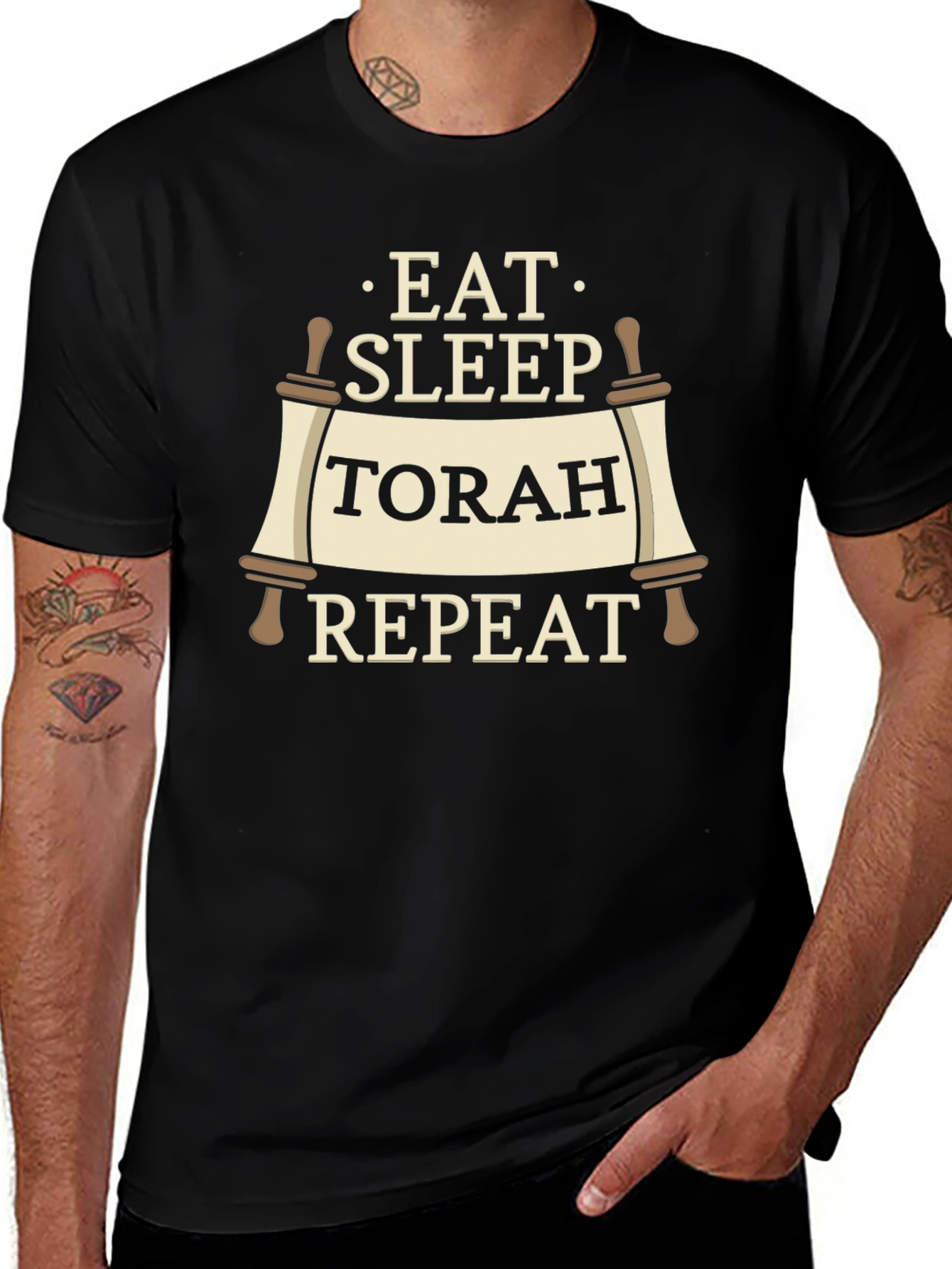 Eat Sleep Torah Repeat Black T-Shirt