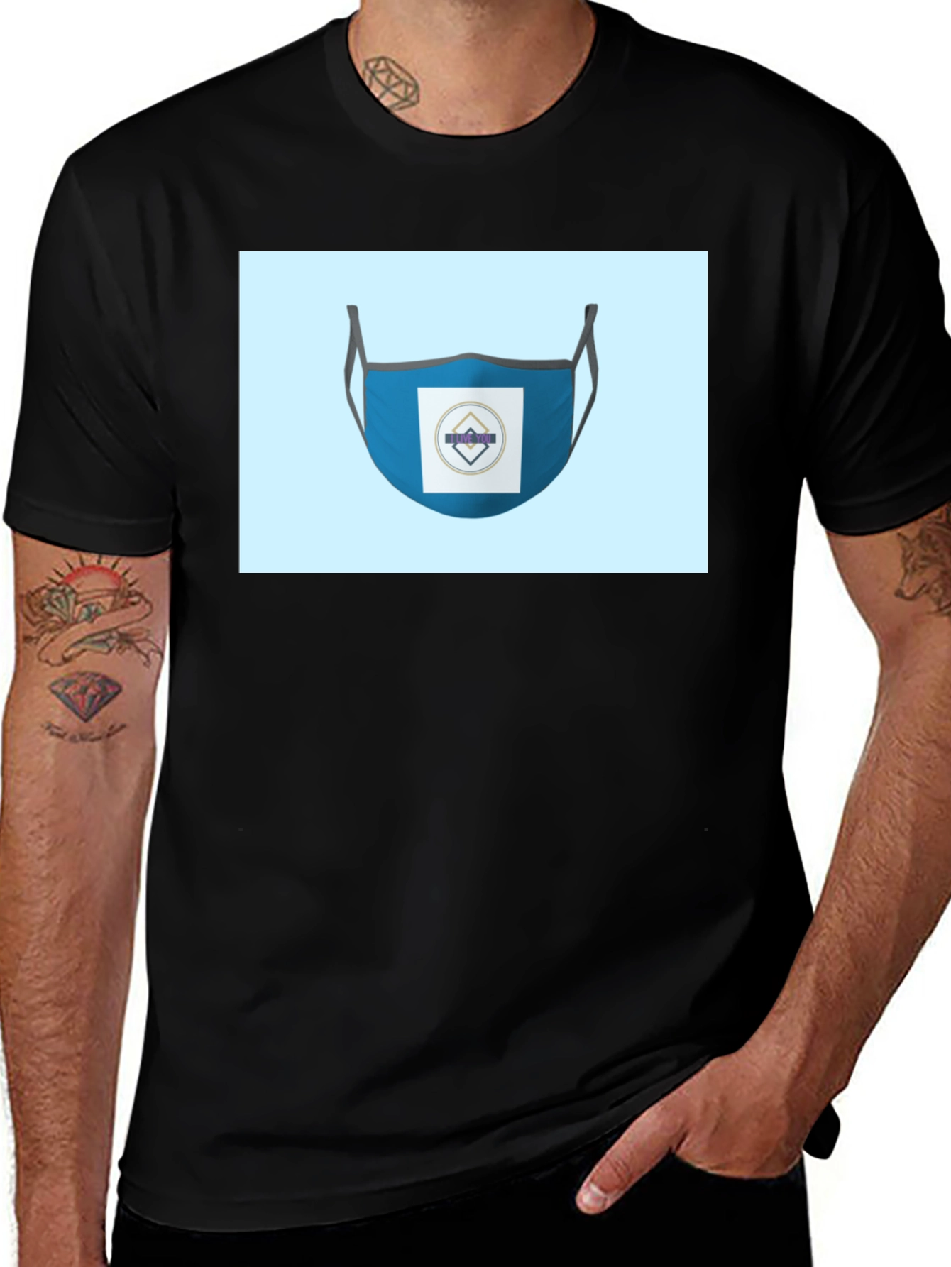Variant 30 of Stylish Blue Face Mask T-Shirt