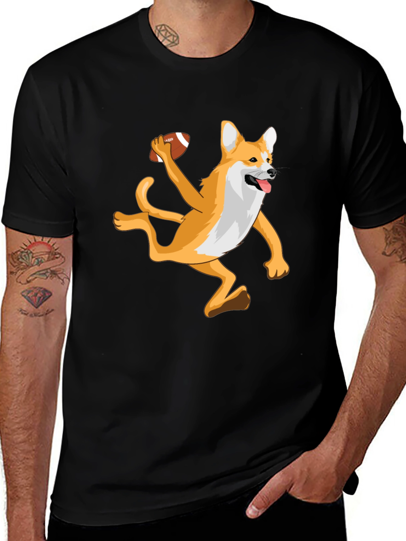 Variant 17 of Dog Playing Football Graphic T-Shirt