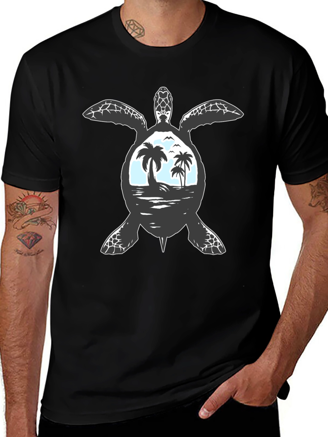 Variant 17 of Sea Turtle Beach Scene T-Shirt