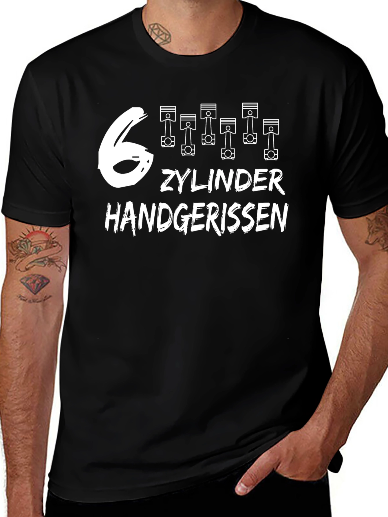Variant 17 of 6 Cylinder Handgerissen Black T-Shirt