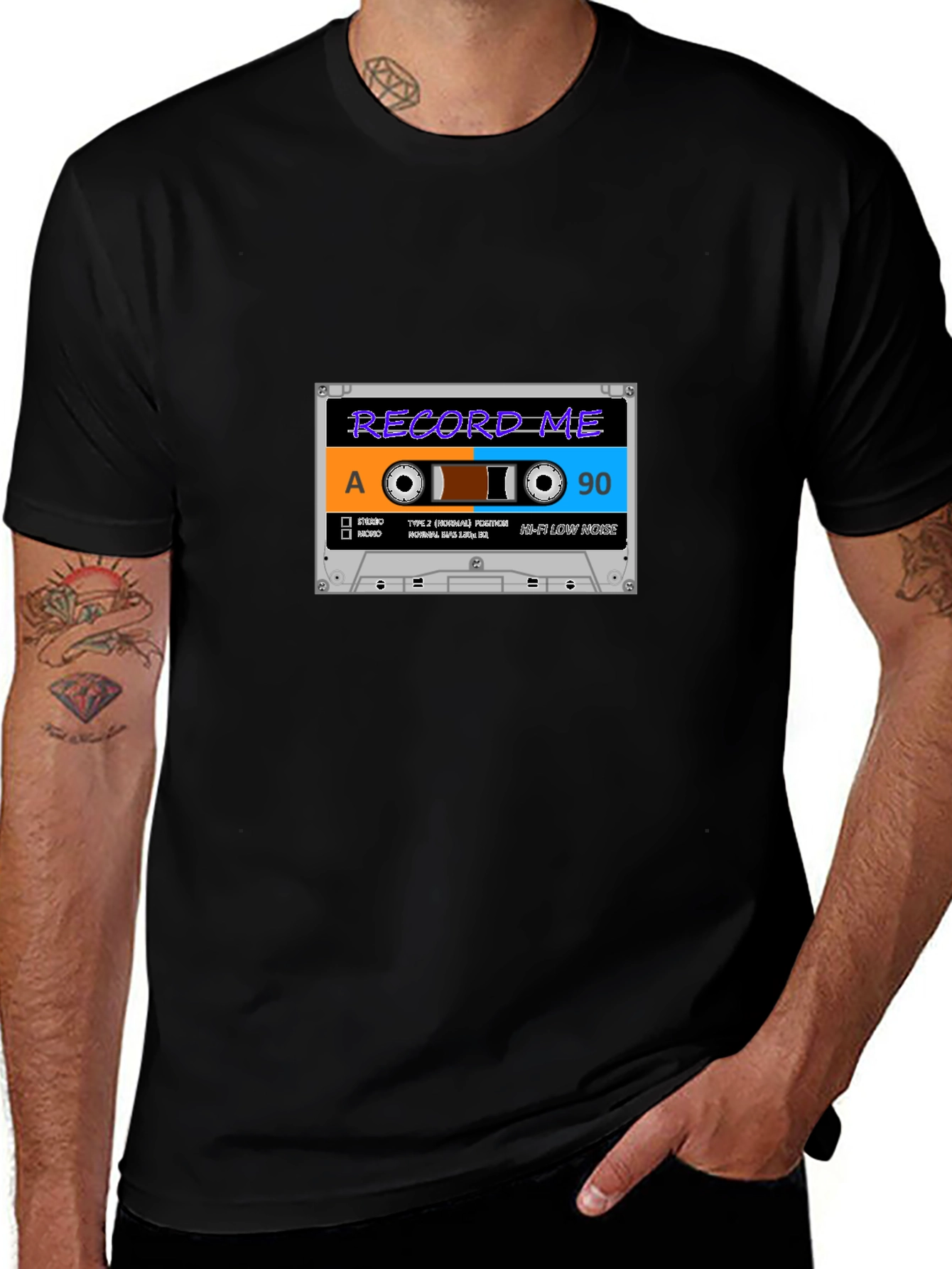 Variant 26 of Retro Cassette Tape Graphic Black T-Shirt