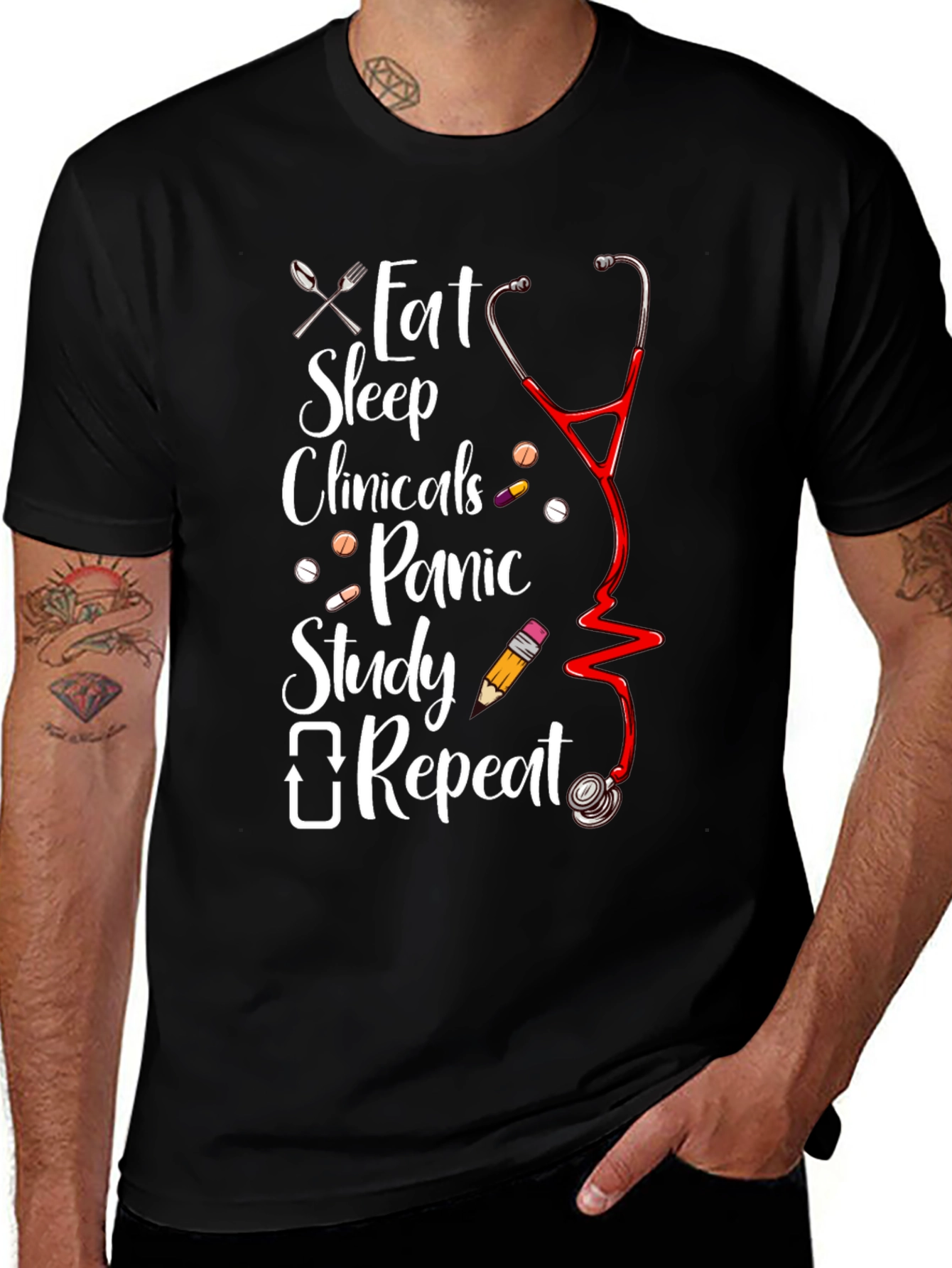 Eat Sleep Clinicals Repeat T-Shirt - Nursing Student