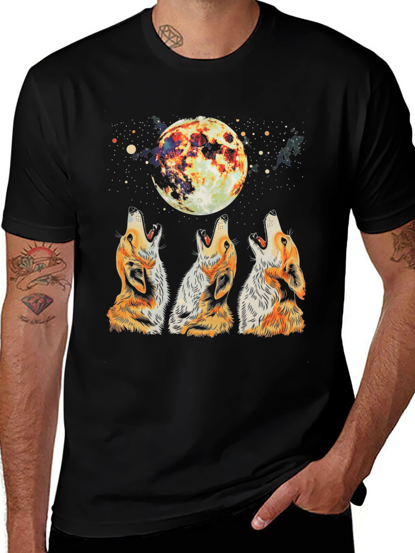 Howling Wolves Moon T-Shirt - Men's Graphic Tee
