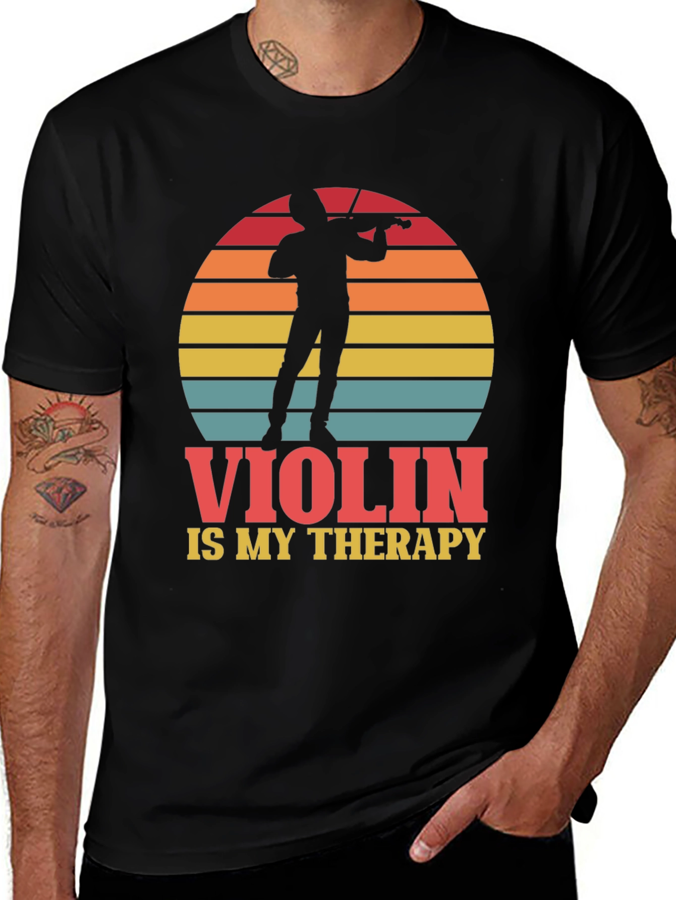 Variant 16 of Violin is My Therapy Graphic Tee - Music Lover Shirt