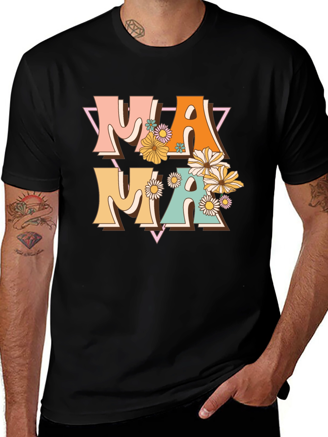 Variant 2 of Retro Mama T-Shirt - Floral Design