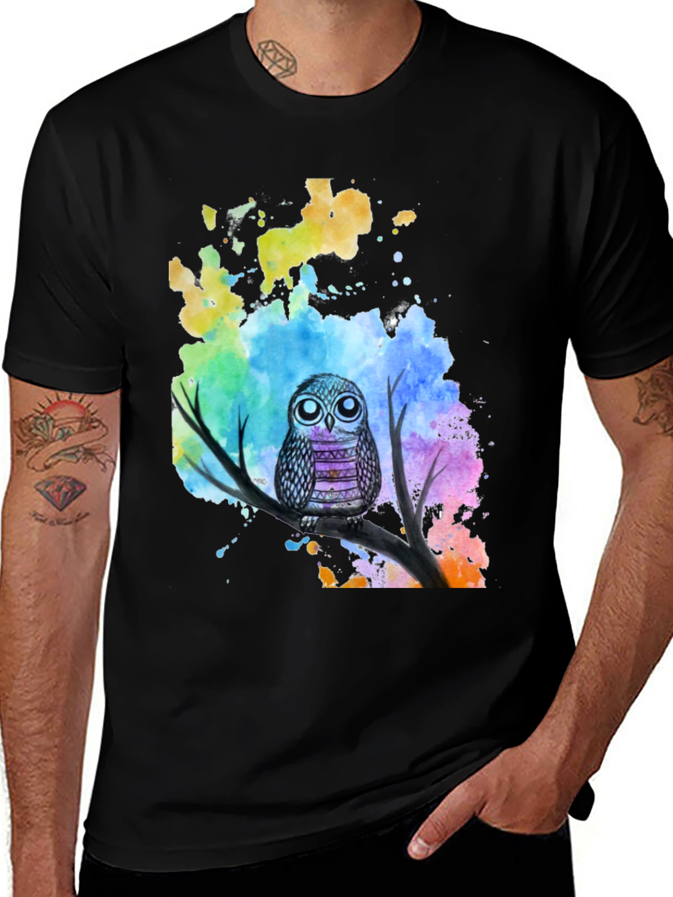 Variant 5 of Watercolor Owl T-Shirt - Unique Graphic Tee