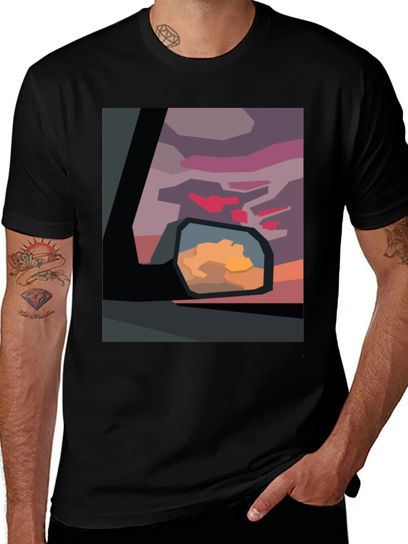 Variant 19 of Abstract Sunset Graphic Tee - Modern Art Shirt