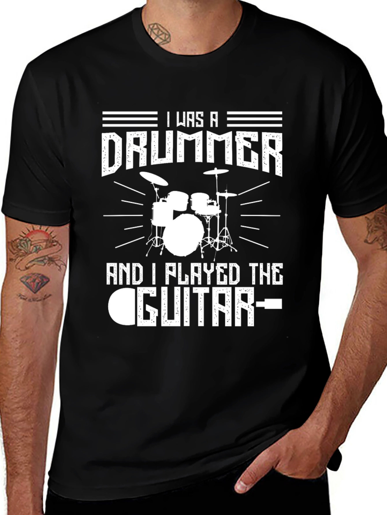 Variant 25 of I Was A Drummer T-Shirt - Musician's Humor Tee