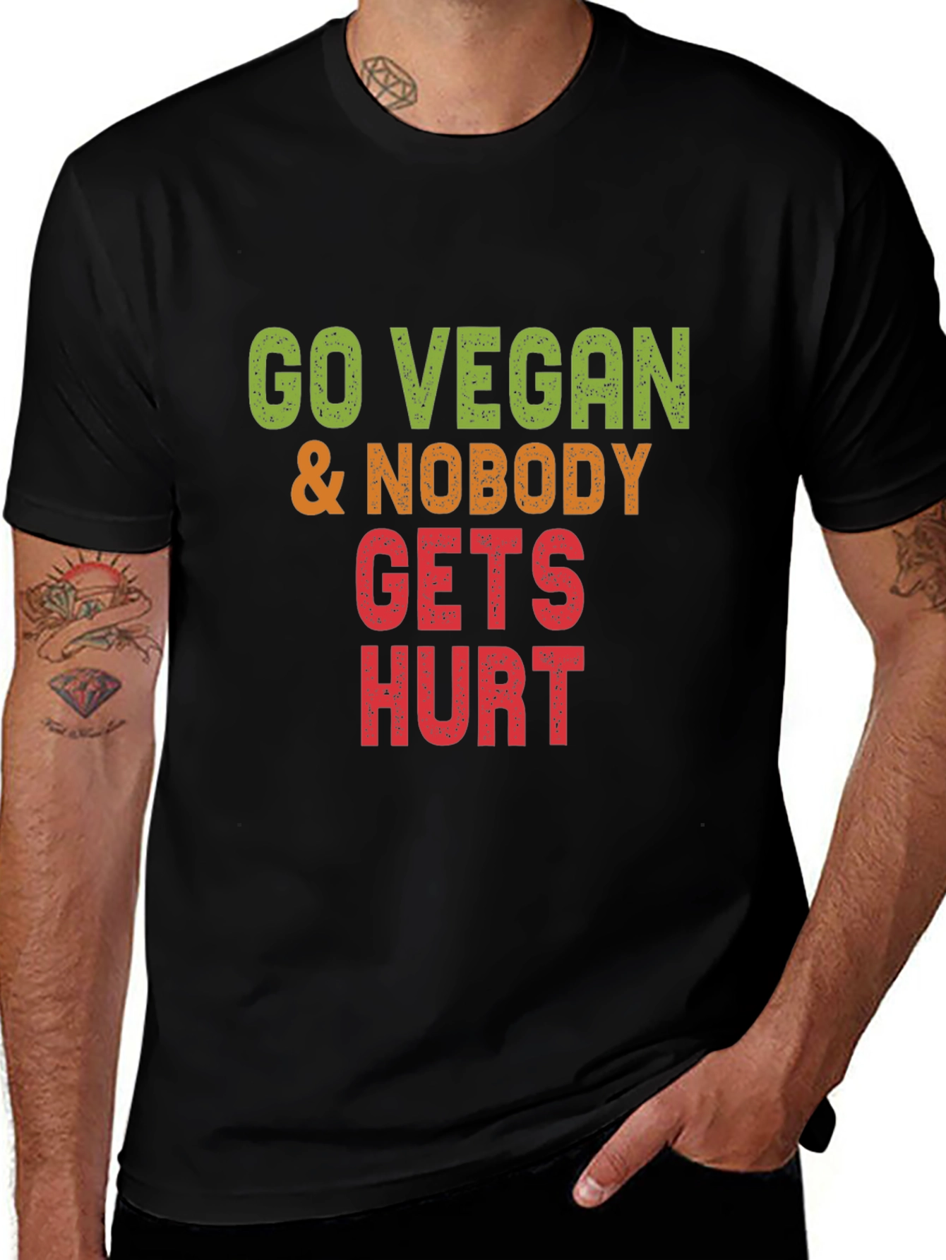 Variant 11 of Go Vegan Nobody Gets Hurt Graphic Tee