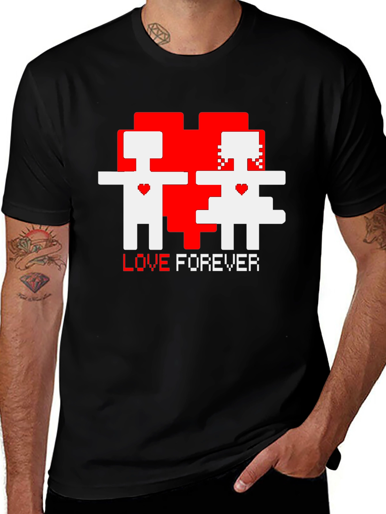 Variant 30 of Pixel Love Forever Black T-Shirt