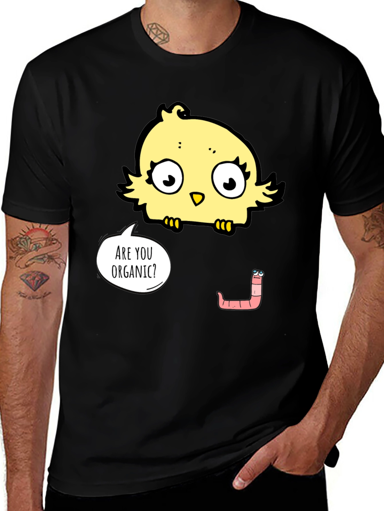 Variant 7 of Organic Humor T-Shirt: Funny Chick & Worm Tee