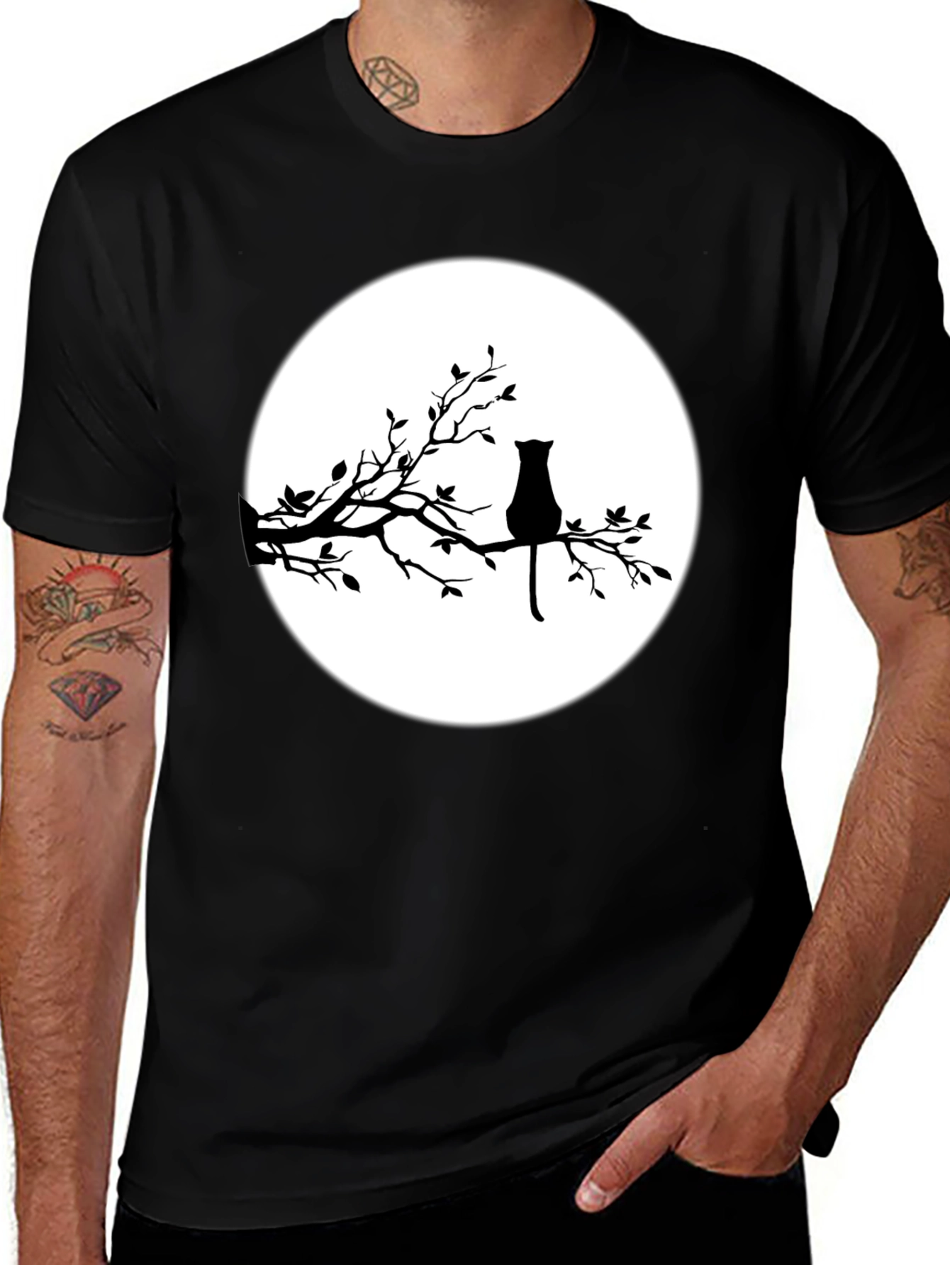 Variant 9 of Black Cat Moon Graphic T-Shirt