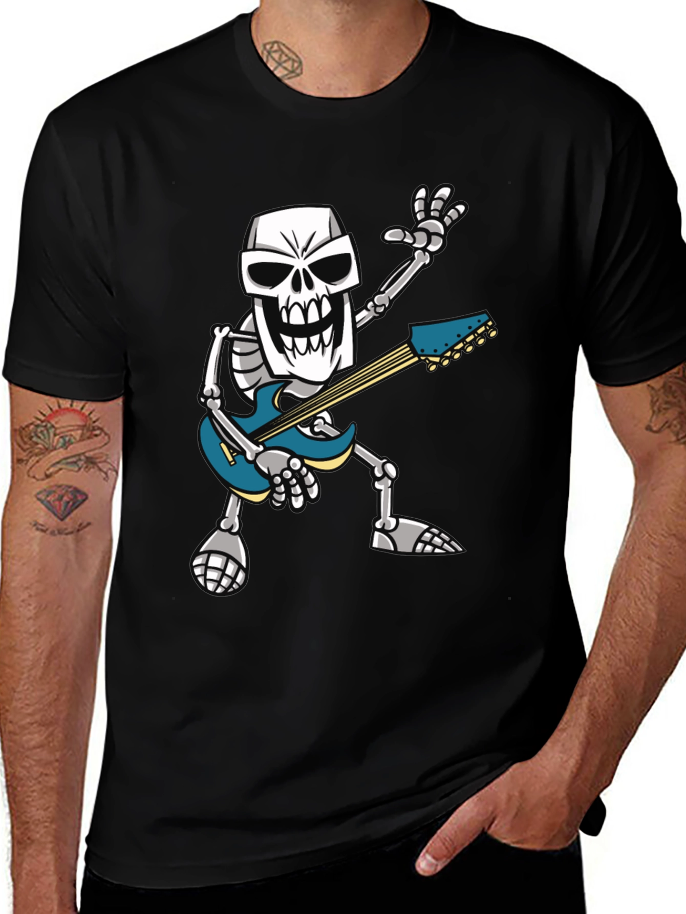 Variant 5 of Skeleton Guitarist Graphic T-Shirt - Rock Out in Style!