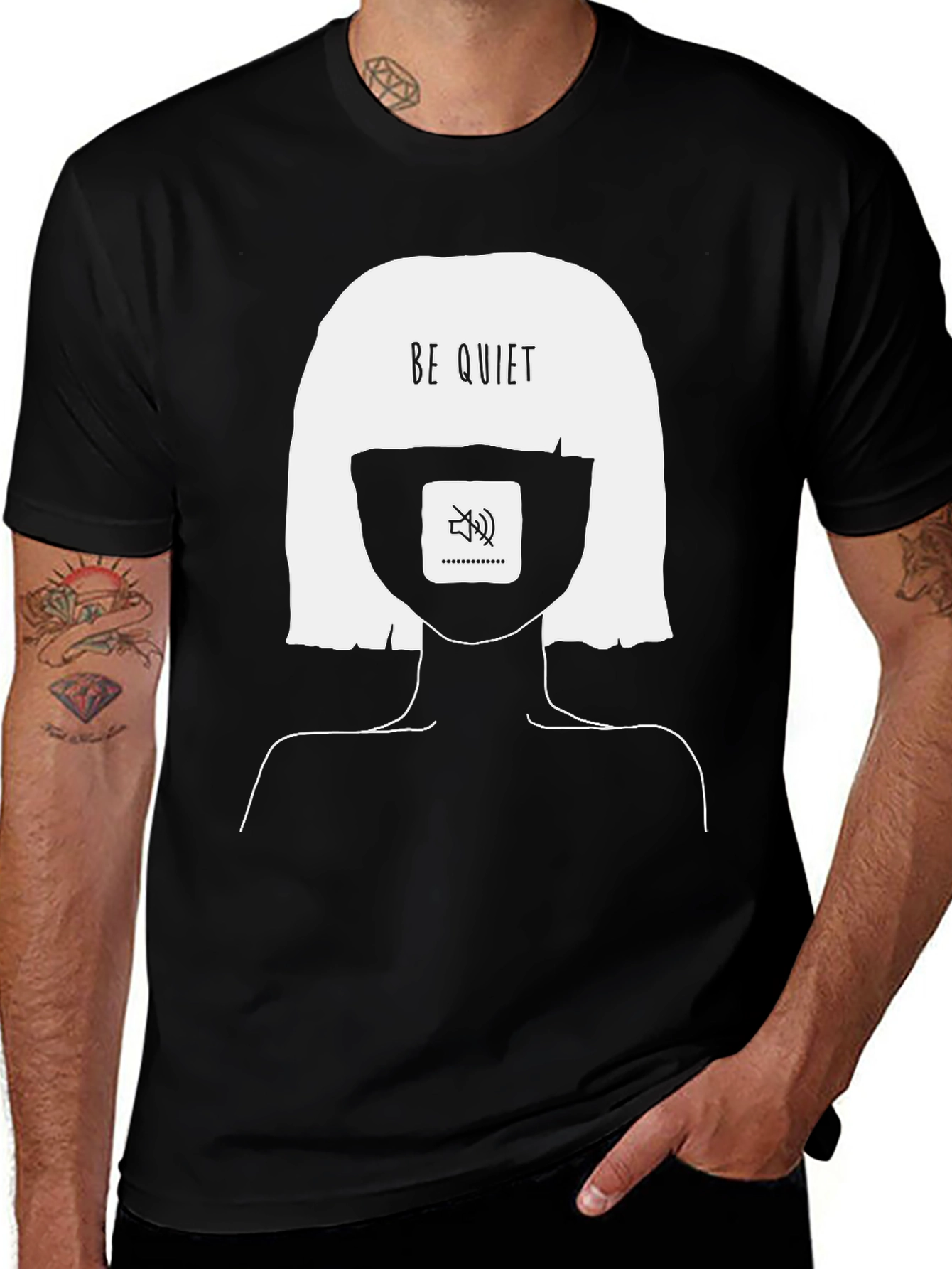 Be Quiet Graphic Tee - Unisex Black T-Shirt