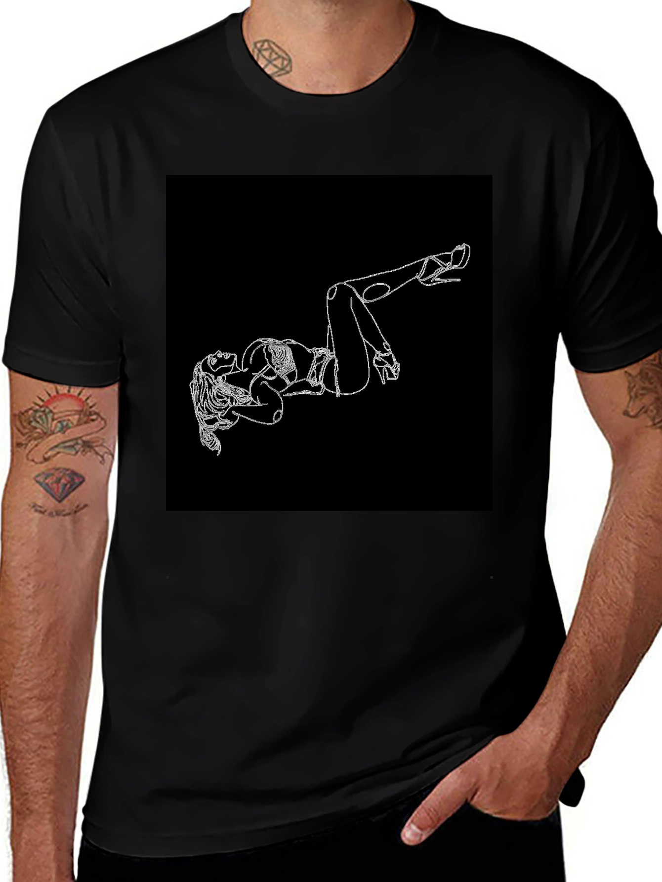 Variant 24 of Black T-Shirt with Woman Silhouette