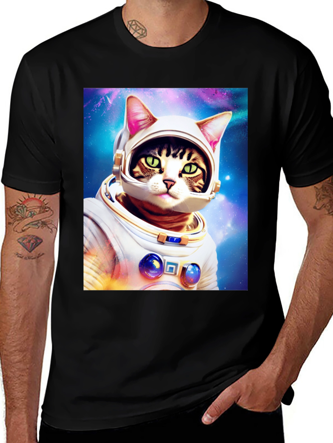 Variant 14 of Cat Astronaut T-Shirt - Galaxy Space Kitty Tee