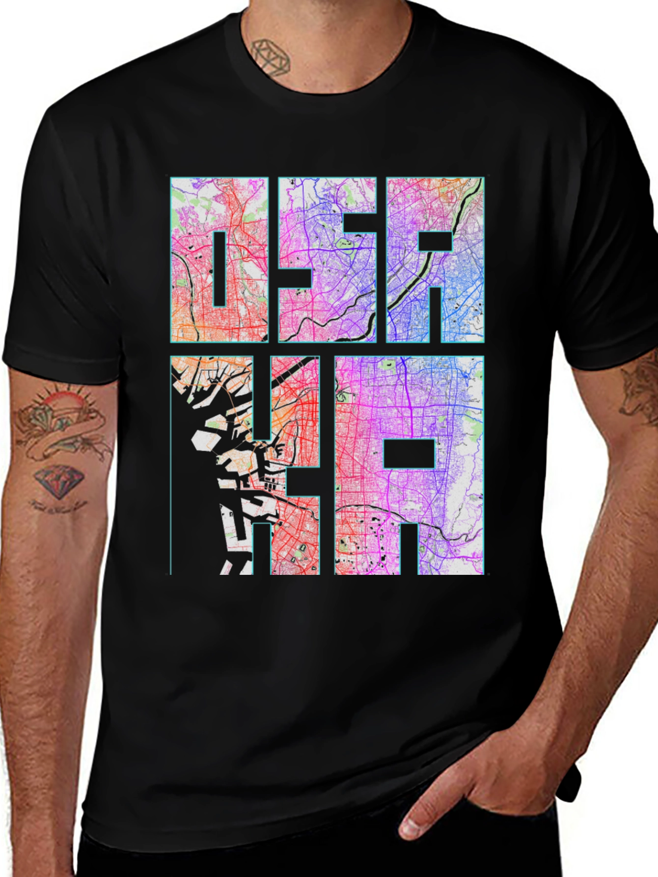 Osaka Map Graphic Tee - Unique Cityscape Design