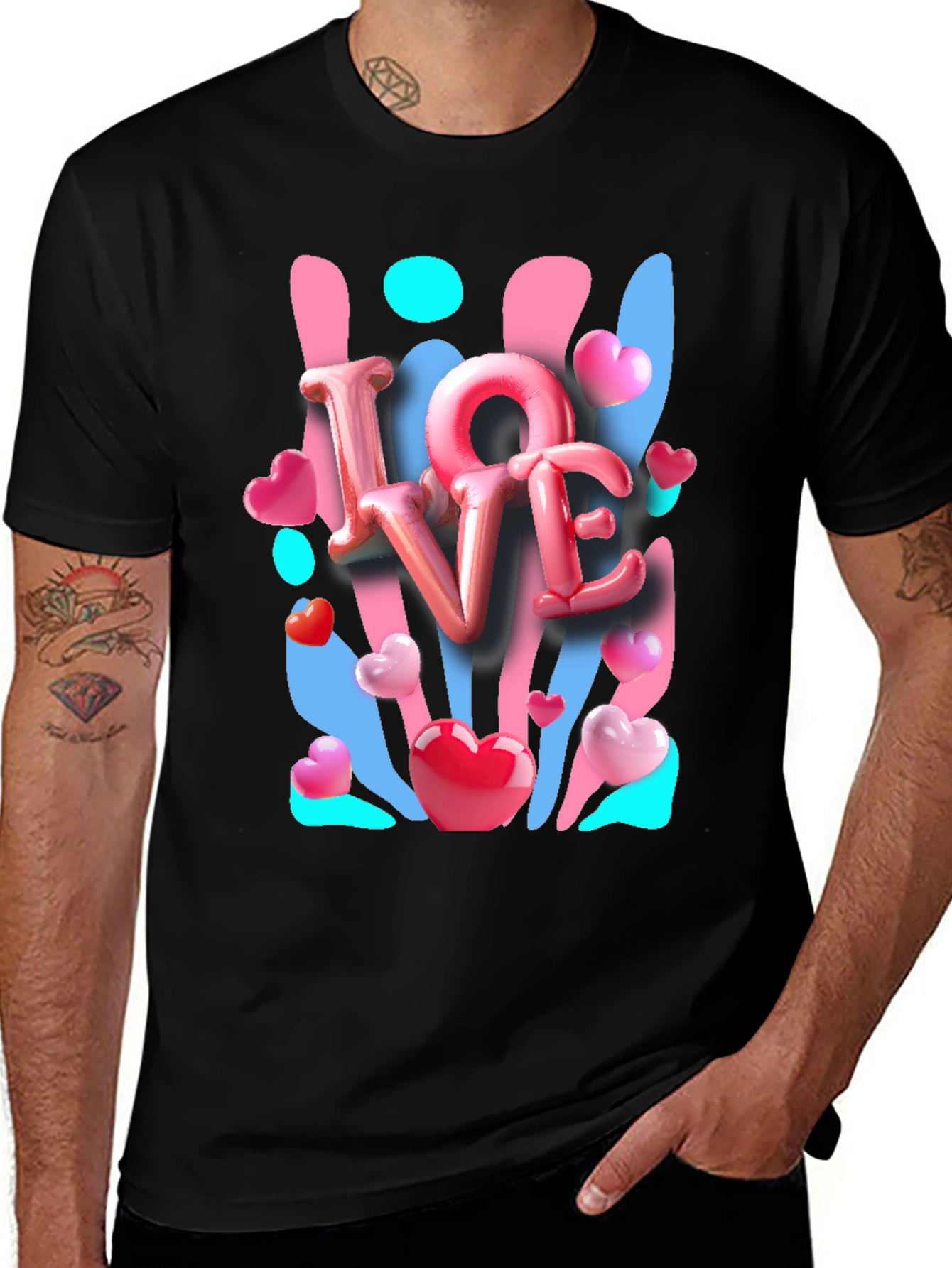 Love Hearts Graphic Tee - Stylish Valentine's Day Shirt