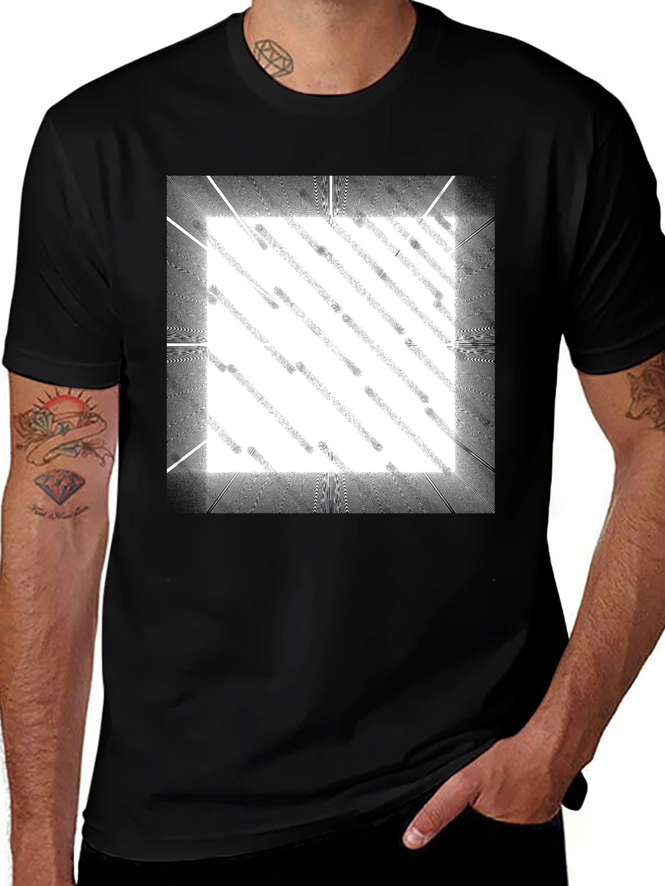 Variant 21 of Abstract Graphic Print Men's Black T-Shirt