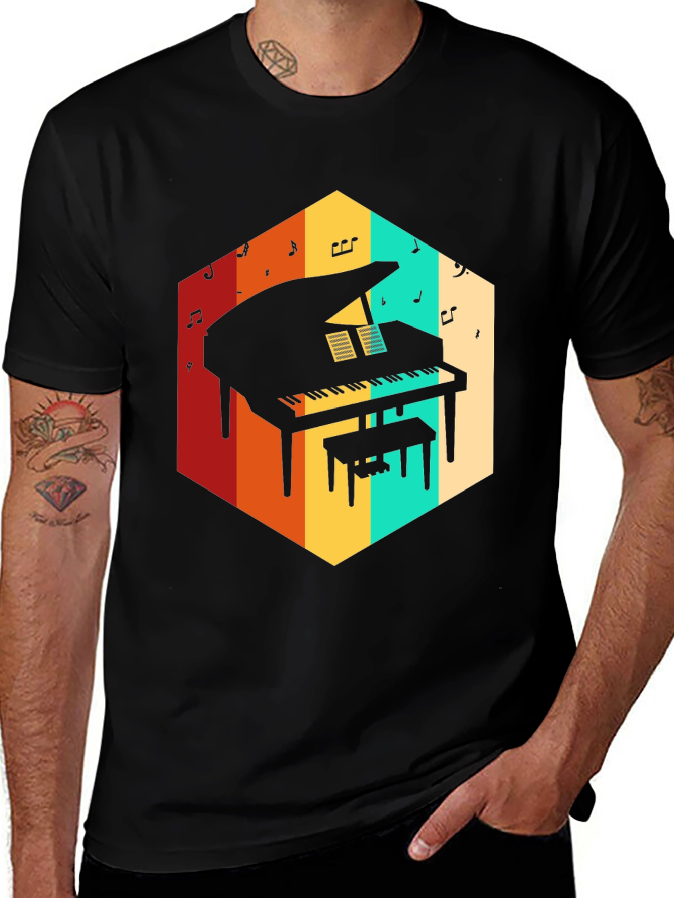 Variant 14 of Retro Grand Piano Graphic Tee - Music Lover T-Shirt