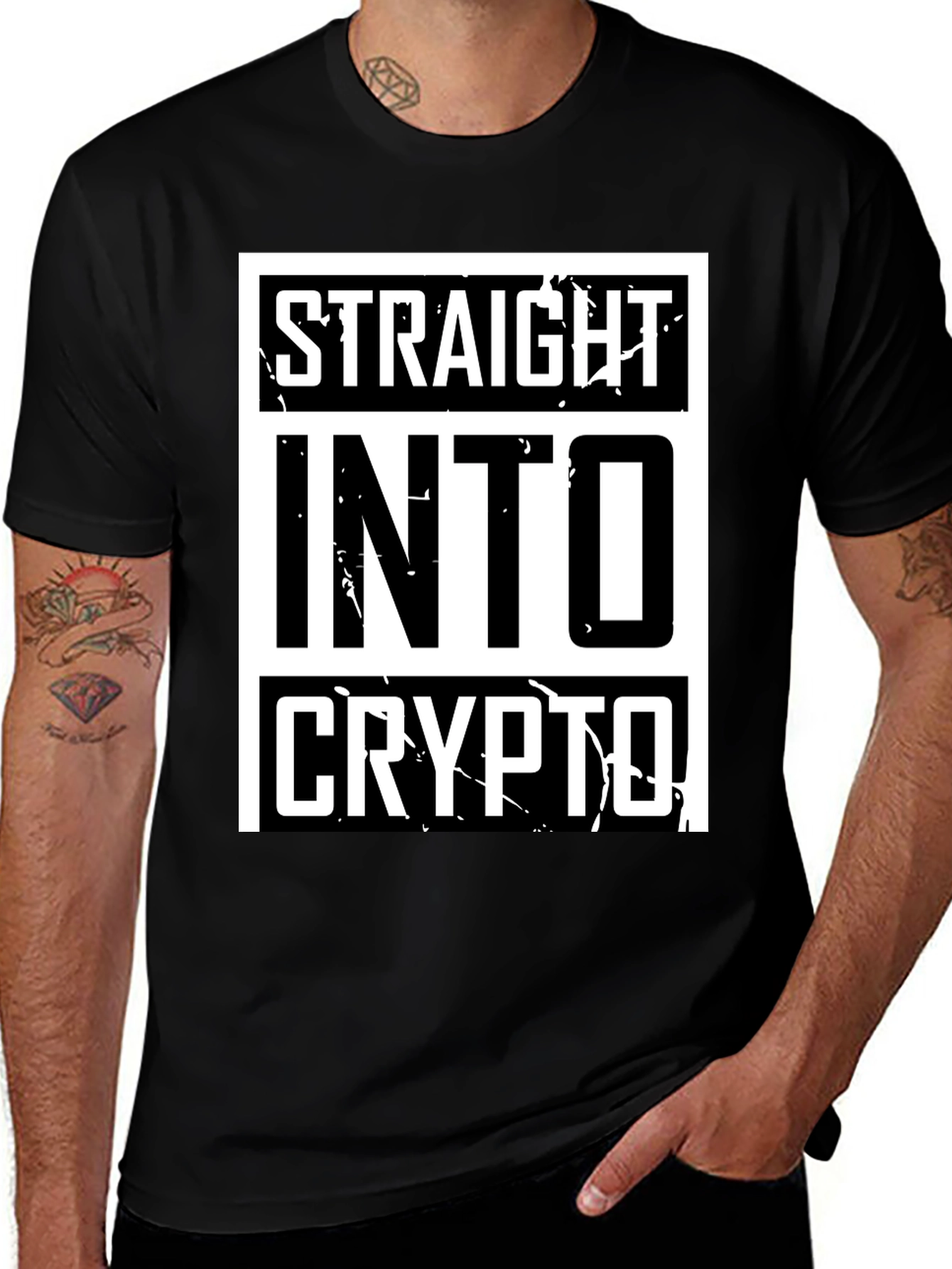 Variant 2 of Straight Into Crypto T-Shirt - Black Cotton Tee