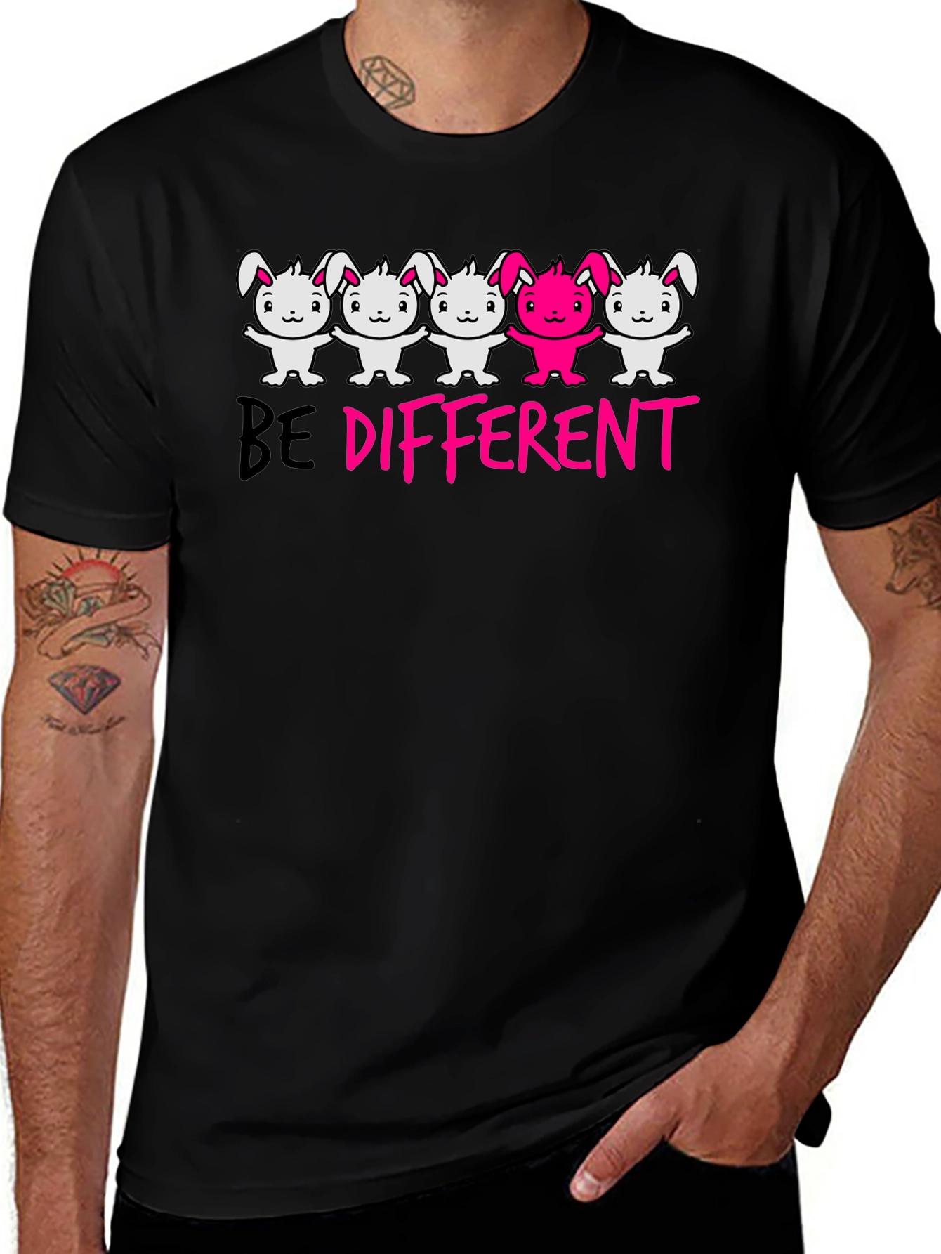 Variant 9 of Be Different Graphic T-Shirt - Unique Bunny Design