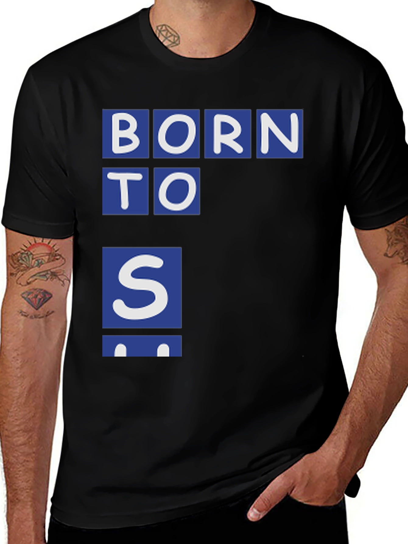 Variant 4 of Born to Swim T-Shirt - Men's Black Tee