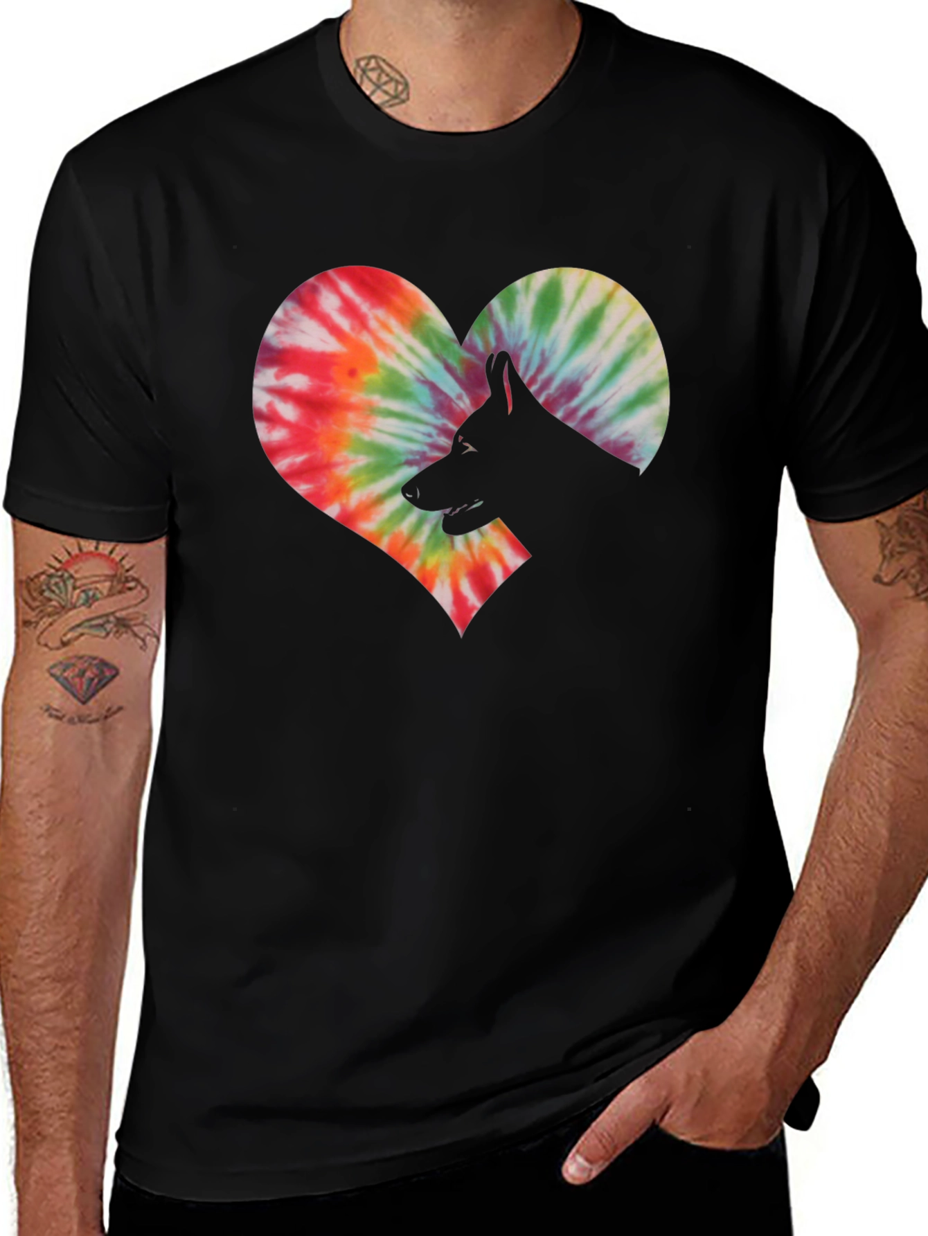 Variant 18 of Tie Dye Dog Heart T-Shirt - Unique Graphic Tee