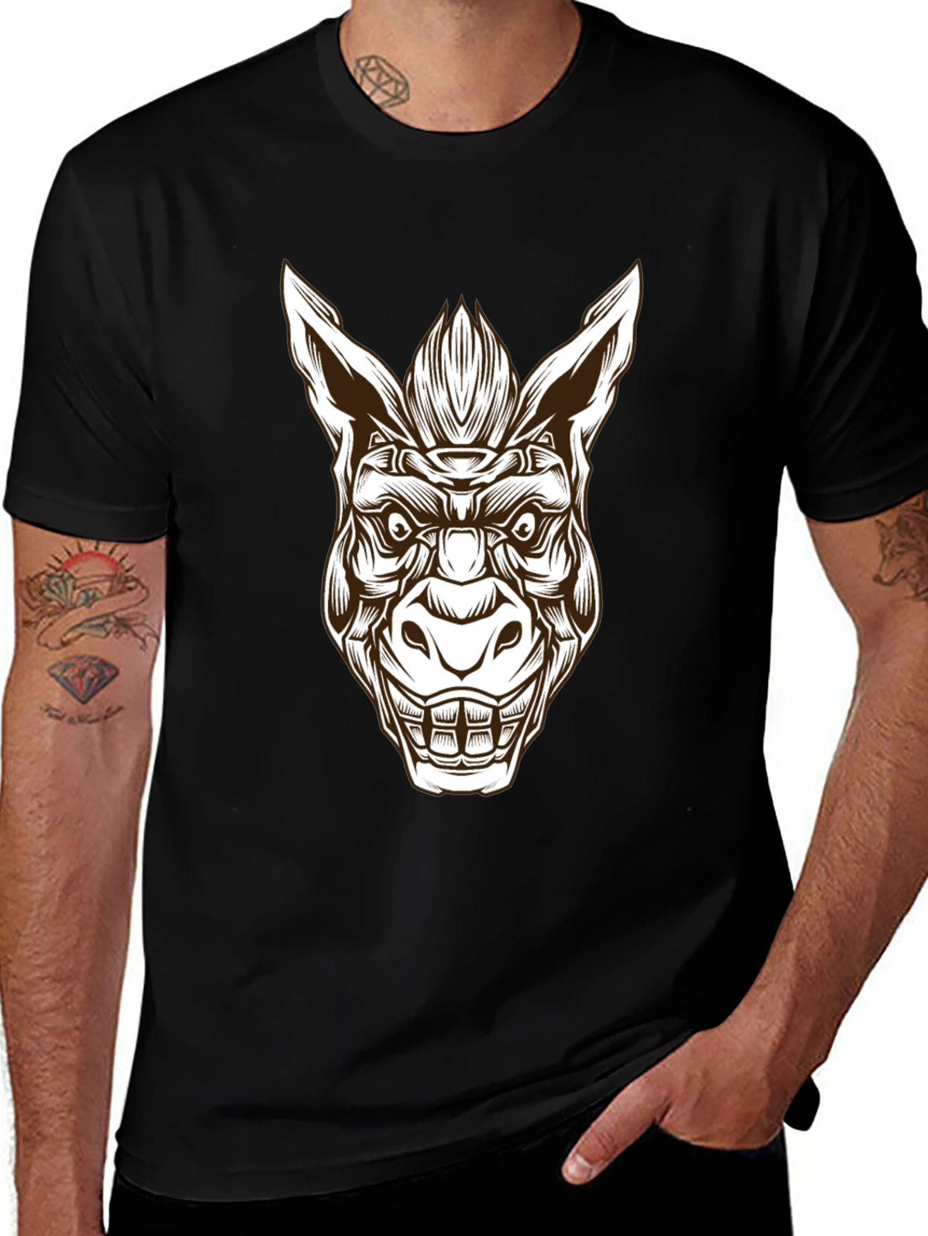 Variant 24 of Graphic Print Donkey T-Shirt - Black