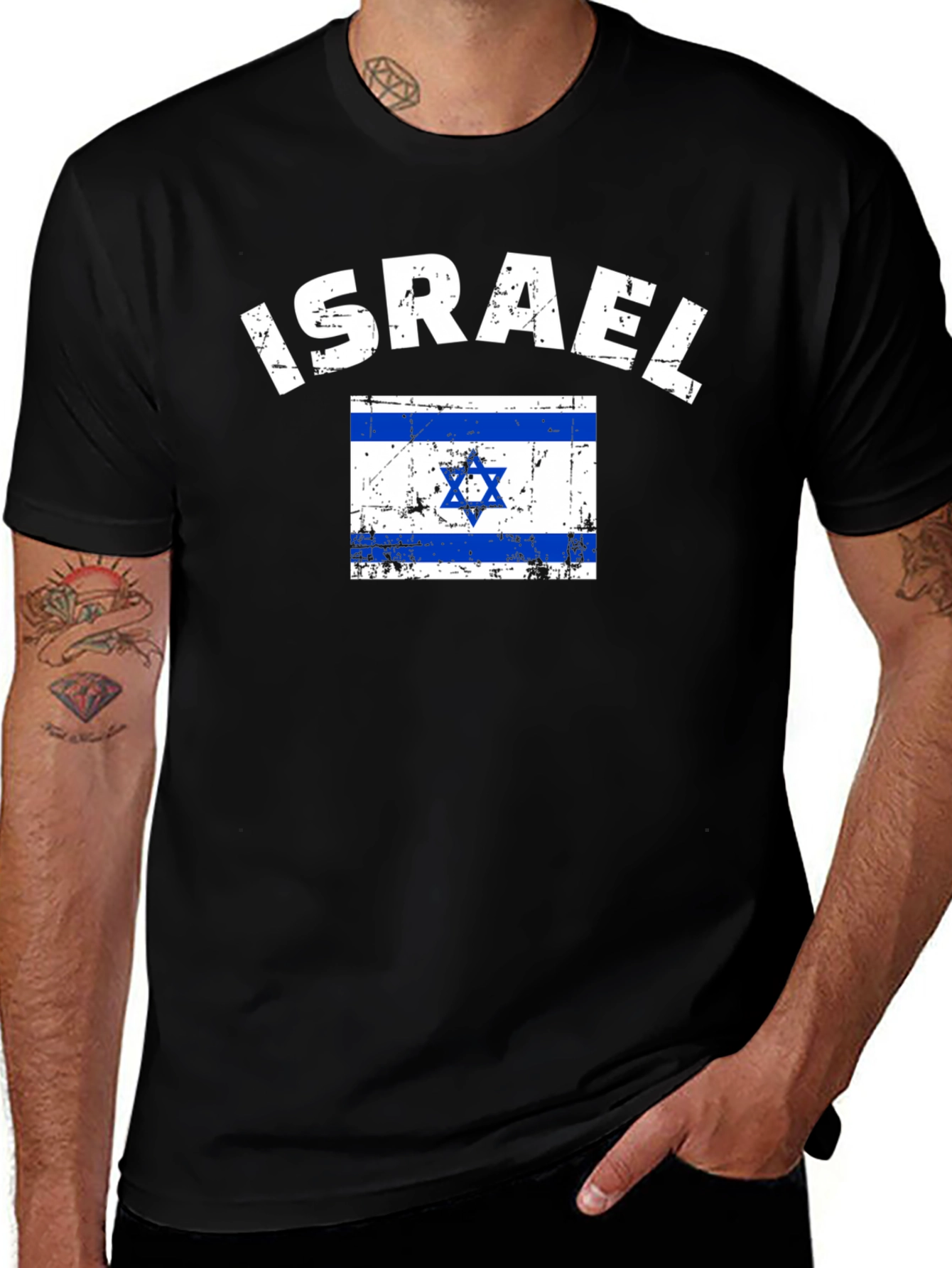 Distressed Israel Flag Graphic T-Shirt