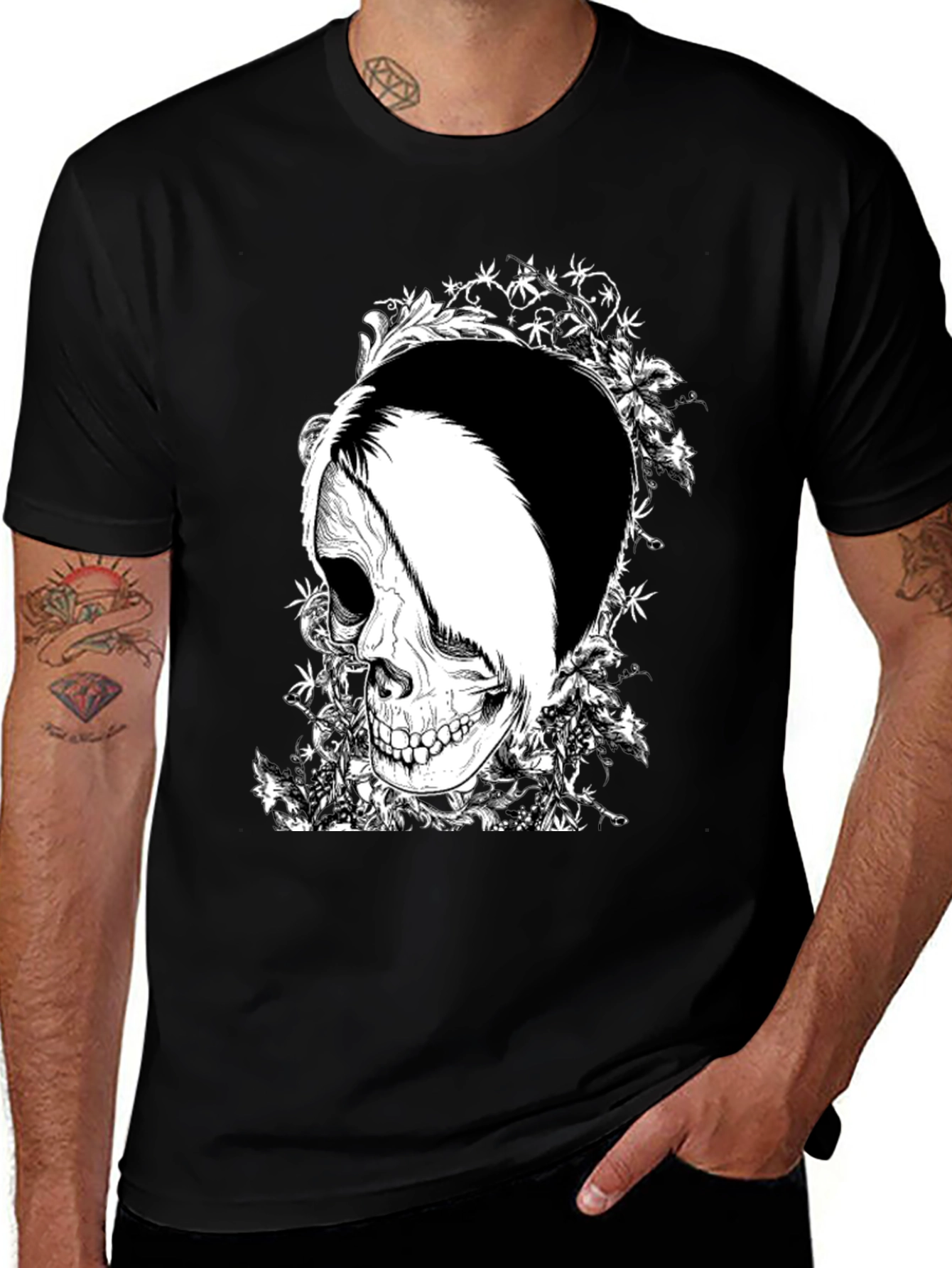 Variant 15 of Skull Graphic T-Shirt - Black Cotton Tee